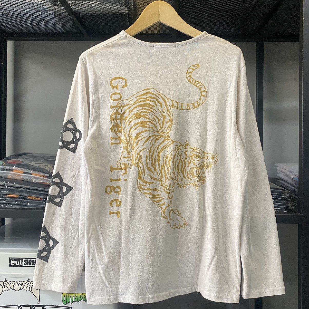 If Six Was Nine × Japanese Brand × Le Grande Bleu (L.G.B.) Japanese Style White Golden Panthera Tigris Long Sleeve Tees Size US L / EU 52-54 / 3 - 12 Thumbnail