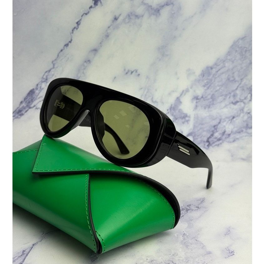 NEW Bottega Veneta BV1362S Black Green Aviator Sunglasses