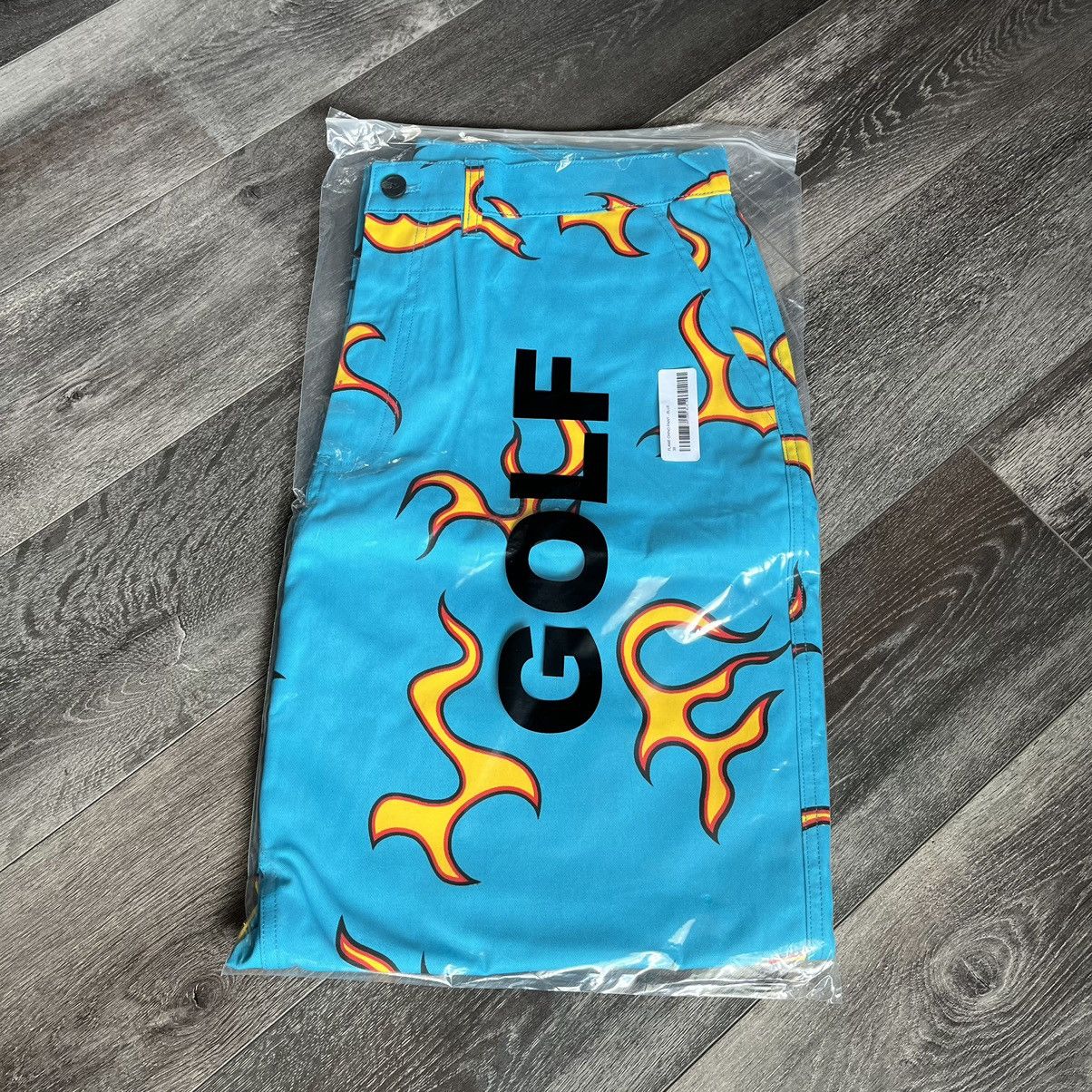 Image of Golf Wang Flame Logo Chino Pants New Size 36 in Blue/Yellow, Men's