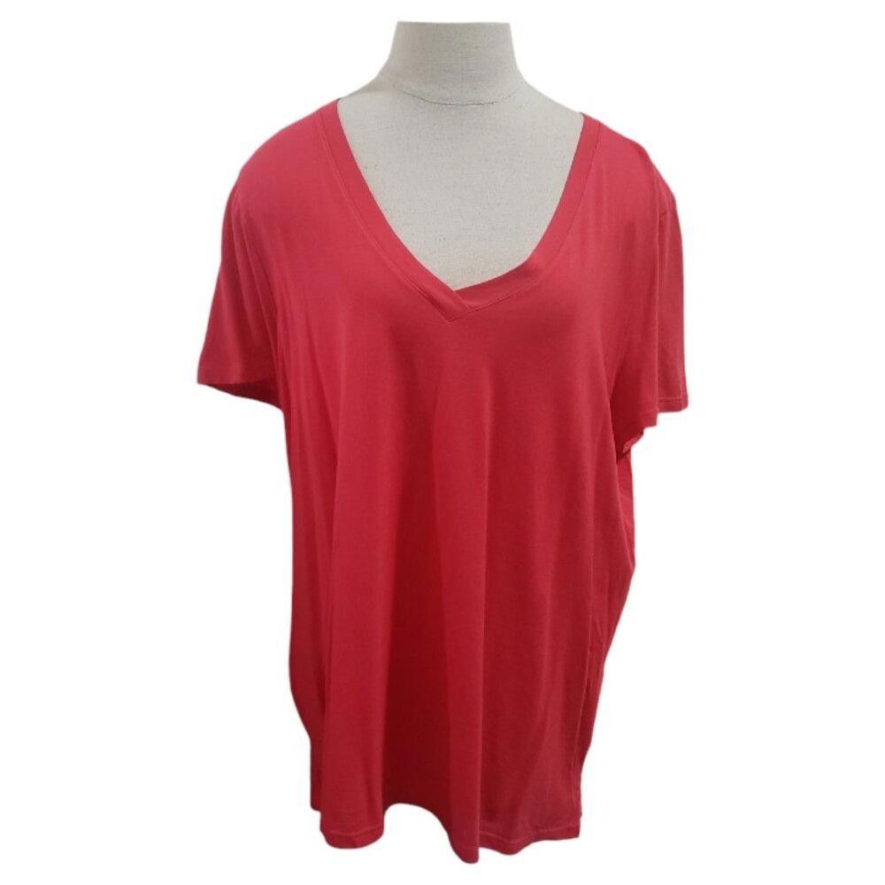 Hanro CT1821 Hanro Deep Salmon V-neck Short Sleeve Tee L Size L / US 10 / IT 46 - 1 Thumbnail