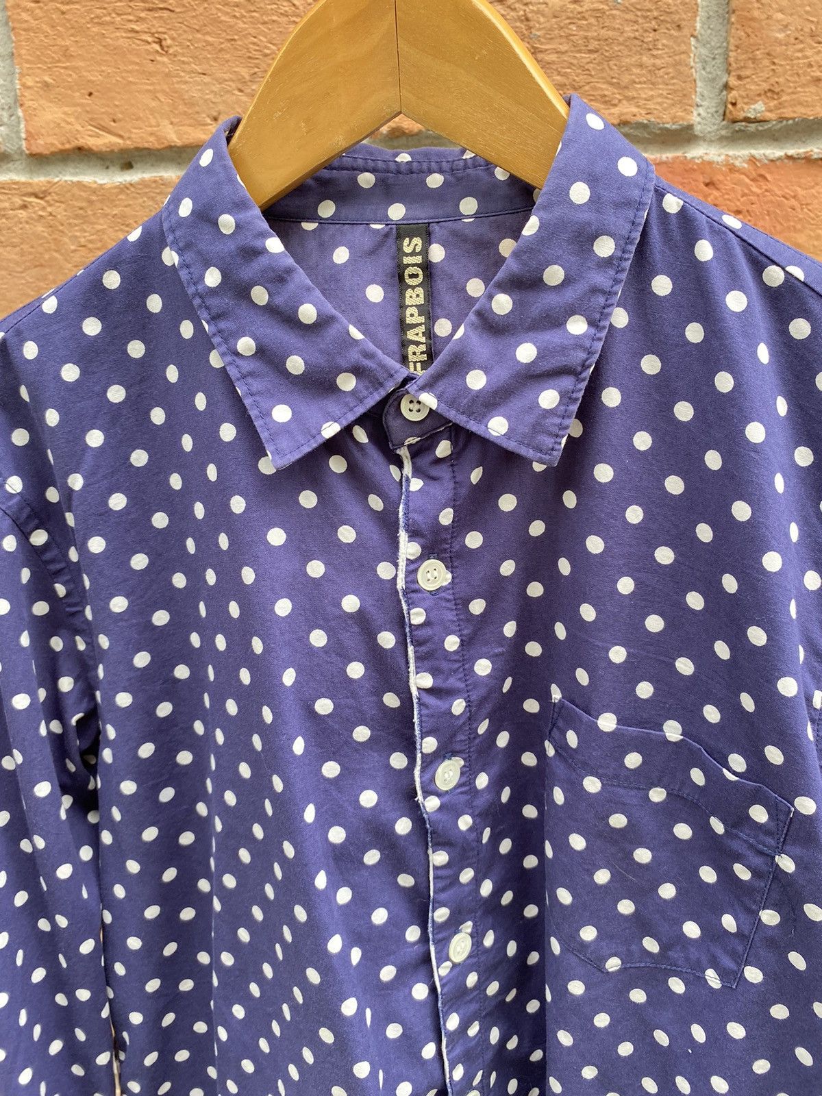 Frapbois FRAPBOIS Blue Long-Sleeve Shirt with White Polka Dots Size XS / US 0-2 / IT 36-38 - 9 Thumbnail