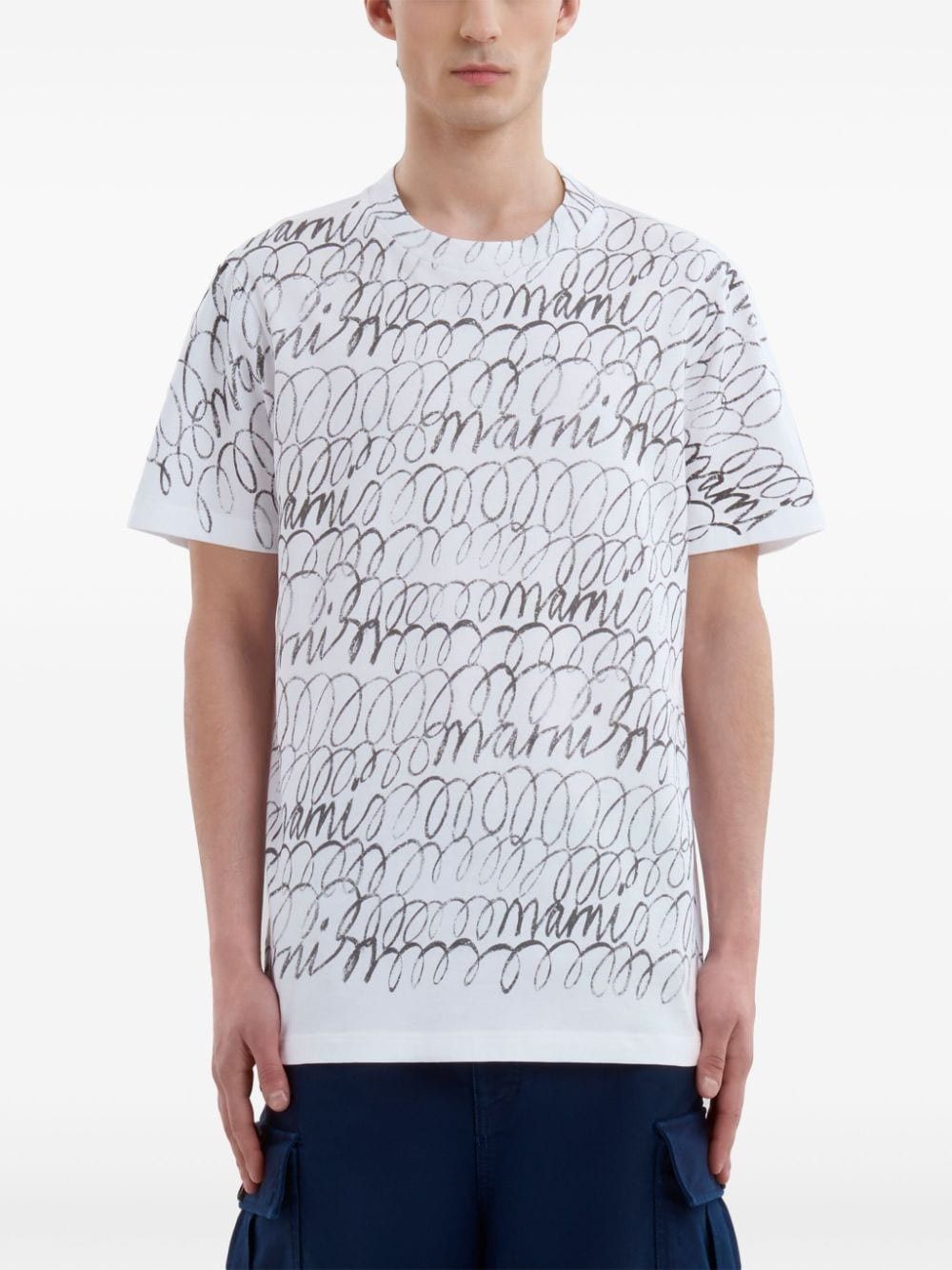 Marni o1w1db11025 Logo-Print Cotton T-Shirt in White Size US S / EU 44-46 / 1 - 2 Thumbnail