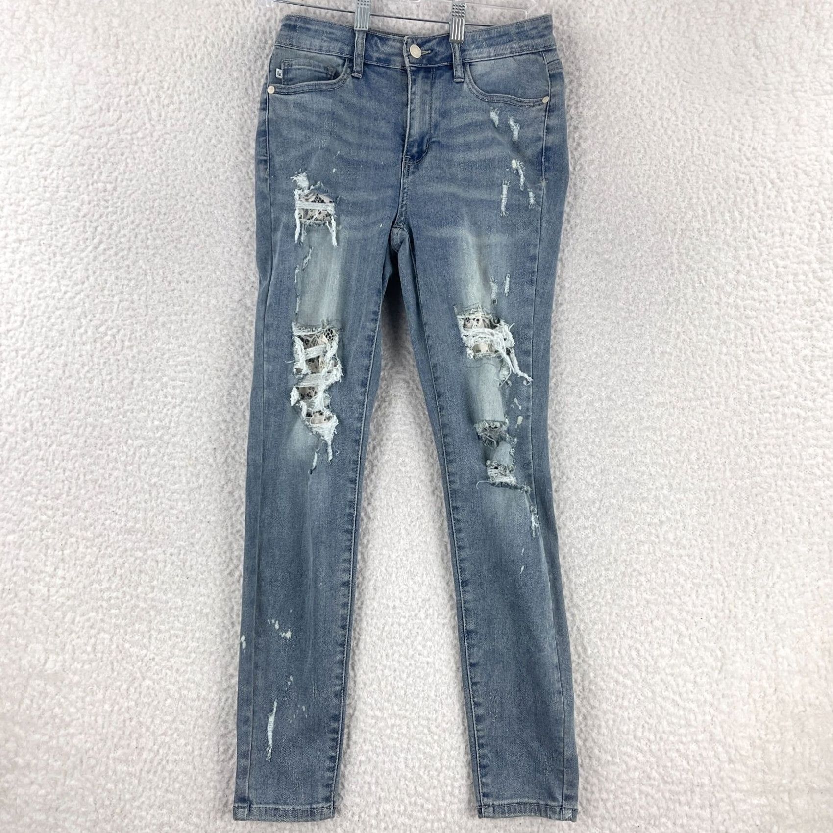 Denime Judy Blue Jeans Skinny Womens Size 26 Denim Mid-Rise Distressed Blue 5-Pocket Inseam 27"} Size 26" / US 2 / IT 38 - 2 Thumbnail