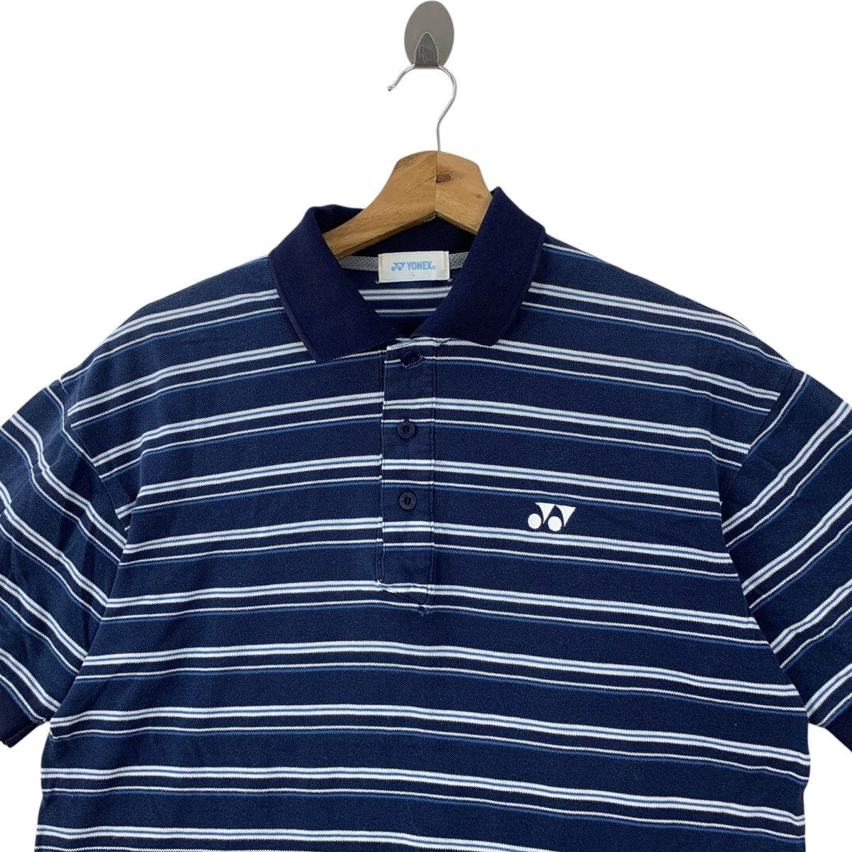 Vintage Vintage YONEX JAPAN Kanji Logo Stiped Polo Tee Shirt Top Size US L / EU 52-54 / 3 - 2 Thumbnail