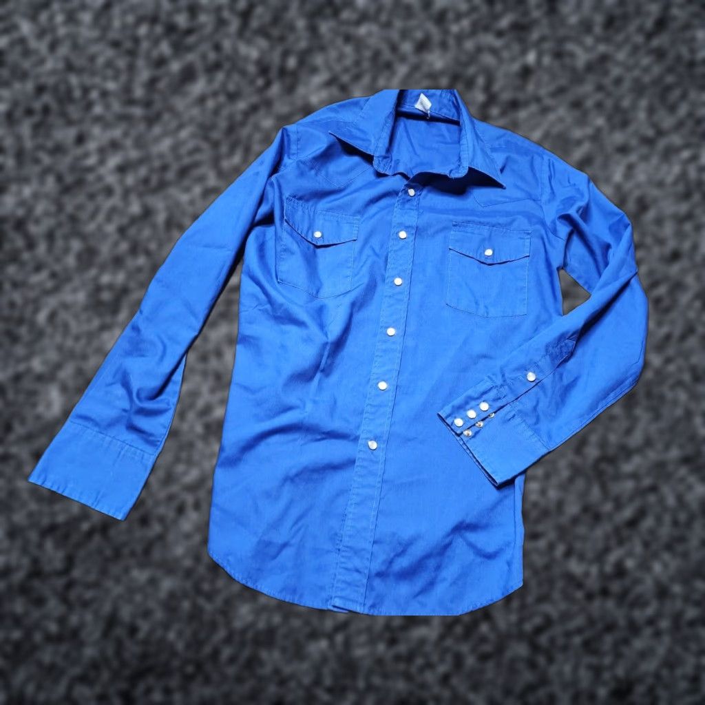 Vintage VINTAGE Malco Modes San Francisco Blue Western Pearl Snap Shirt Mens XL Button-Up Western Shirt Size US XL / EU 56 / 4 - 1 Thumbnail