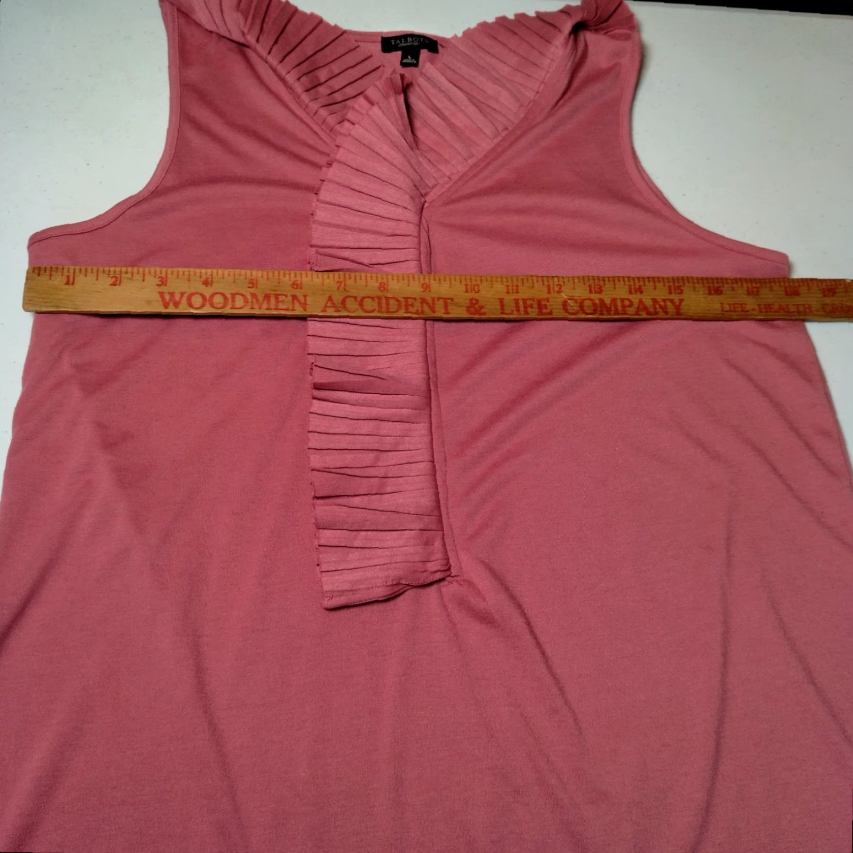 Talbots VINTAGE Talbots Tank Shirt Women L Pink Rose Pleated Trim V-Neck Beachy Feminine 90s/Barbiecore Womens Size L / US 10 / IT 46 - 3 Thumbnail