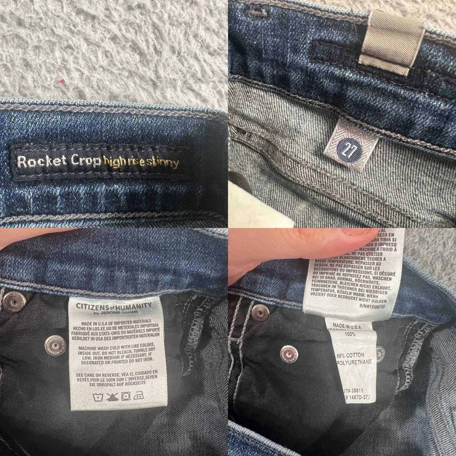 Citizens Of Humanity Citizens of Humanity Womens 27 Rocket Crop High Rise Skinny Jeans Blue 90s Size 27" / US 4 / IT 40 - 8 Thumbnail