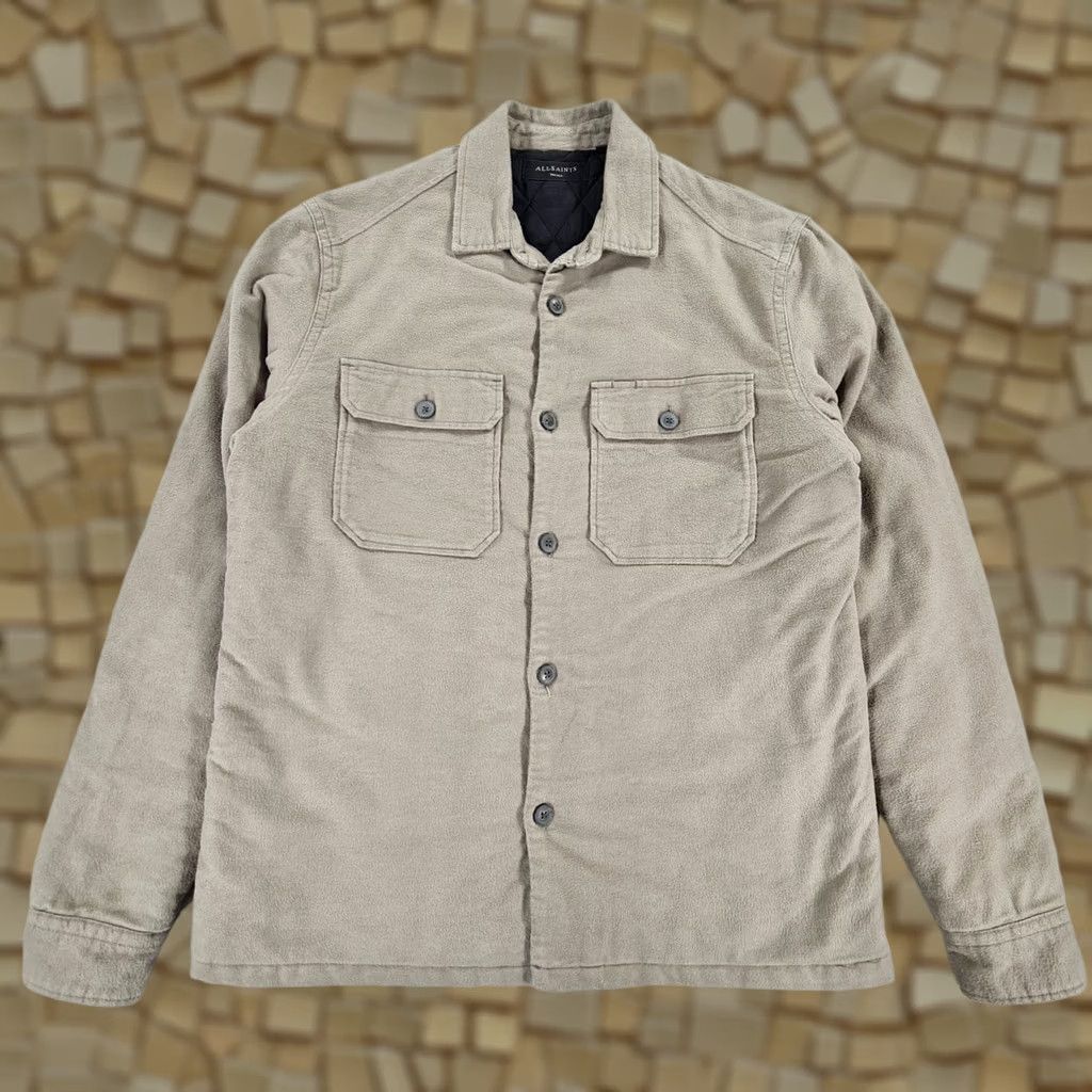 Allsaints AllSaints Overshirt Shirt Grey S Long Sleeve Button-Up Padded Lined Pocketed Cotton Casual Mens Size US S / EU 44-46 / 1 - 1 Thumbnail