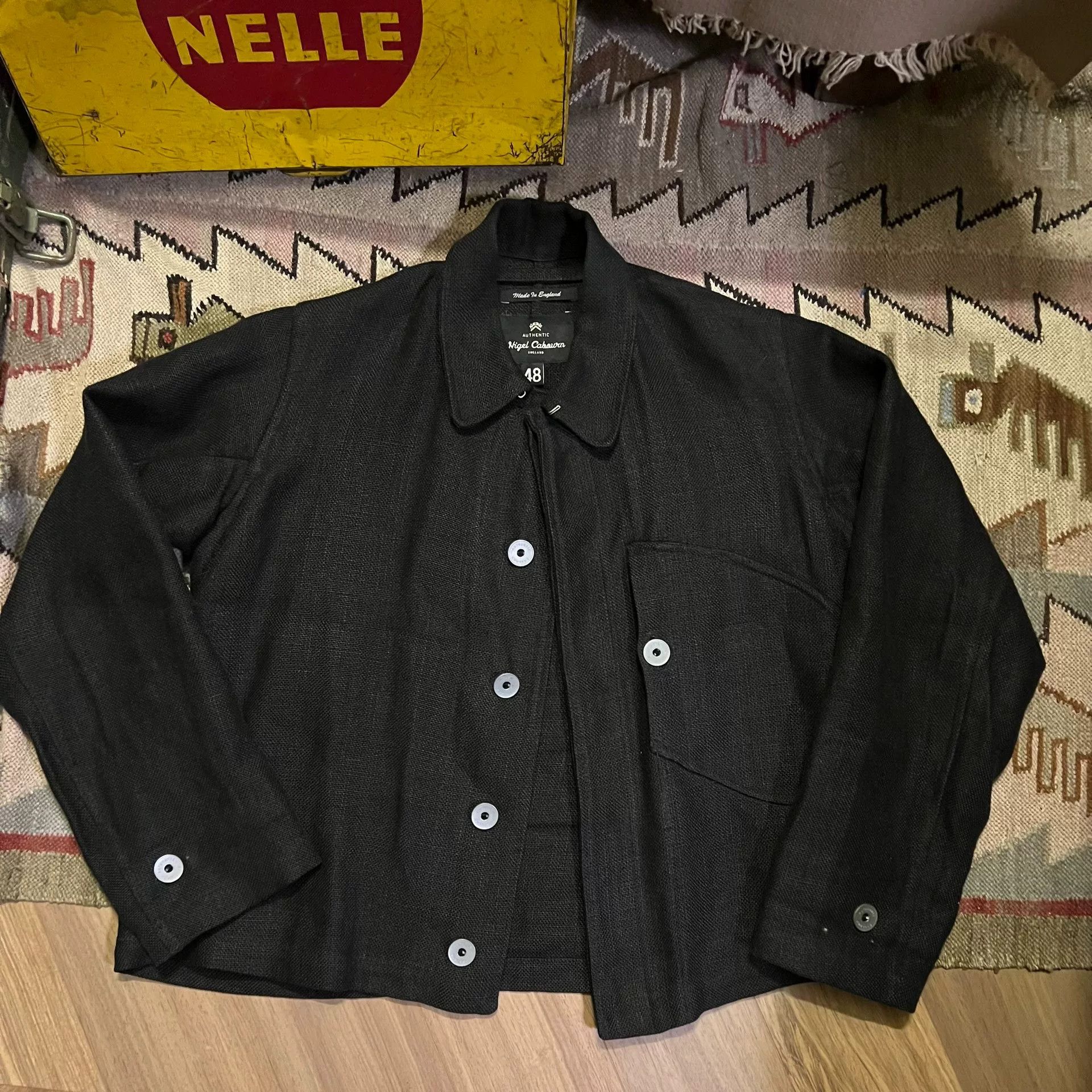 Nigel Cabourn Black Irish Linen Jacket by Nigel Cabourn Size US M / EU 48-50 / 2 - 1 Thumbnail