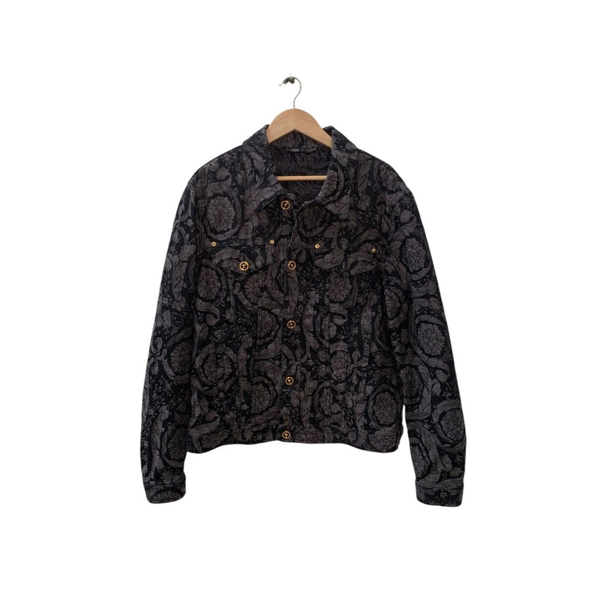 Versace Versace Barocco Jacquard Denim Black Gray Jacket 54 Size US L / EU 52-54 / 3 - 1 Thumbnail