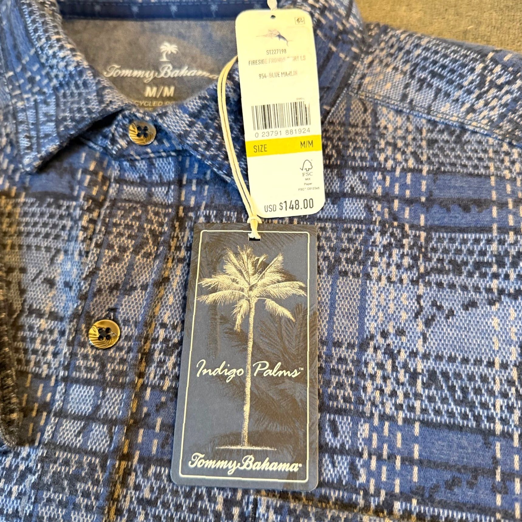 Tommy Bahama Tommy Bahama Indigo Palms Plaid Shirt Button-Up Blue Mens Medium NWT Long Sleeve Casual Beach Resort Pocketed Size US M / EU 48-50 / 2 - 5 Thumbnail