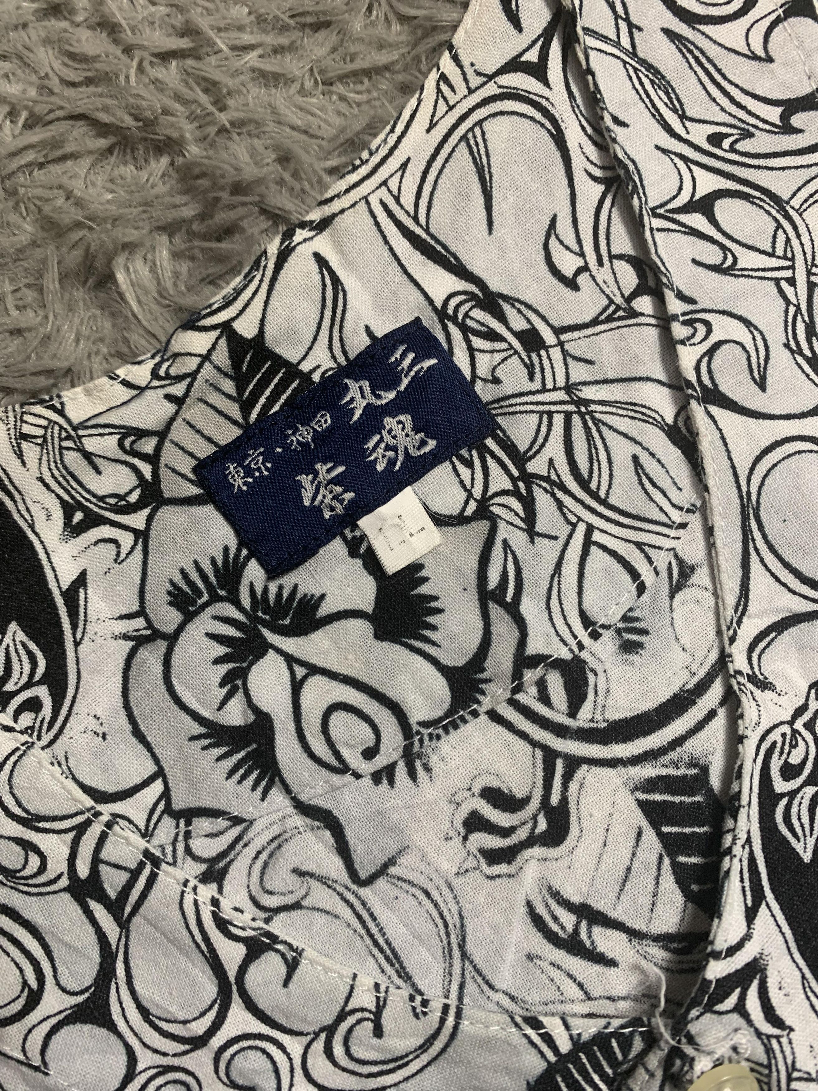 Japanese Brand Vintage Japanese Tiger Full Print Kimono Shirt Yakuza Style Size US XL / EU 56 / 4 - 3 Thumbnail