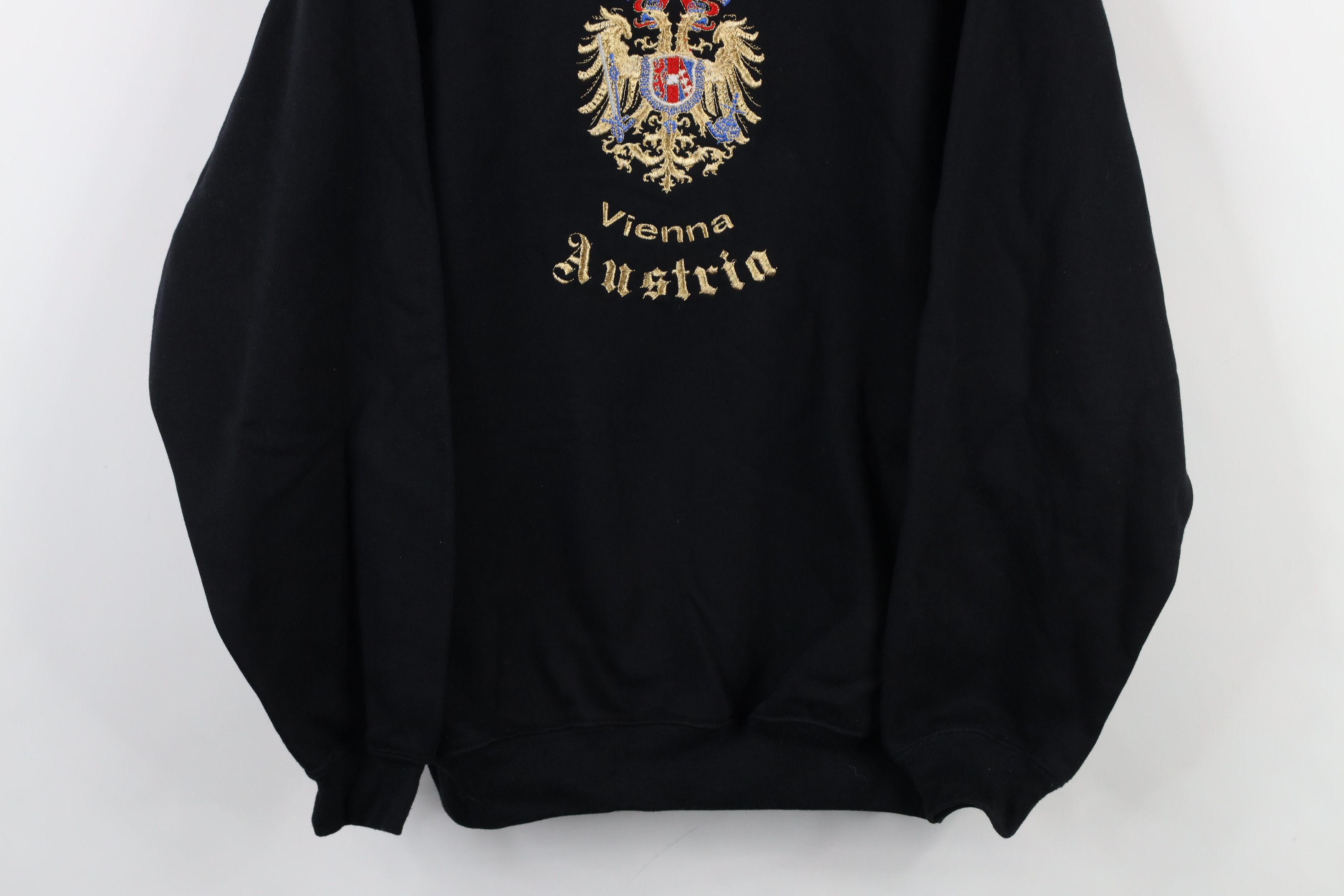Vintage Vintage 90s Streetwear Vienna Austria Crest Sweatshirt Black Size US XL / EU 56 / 4 - 3 Thumbnail