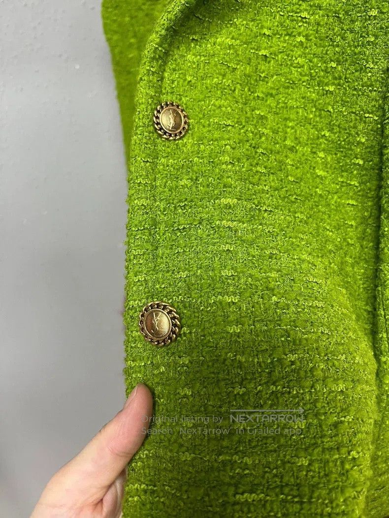 Saint Laurent Paris Saint Laurent Paris Green and Gold Coarse Tweed Jacket wit Size XS / US 0-2 / IT 36-38 - 4 Thumbnail