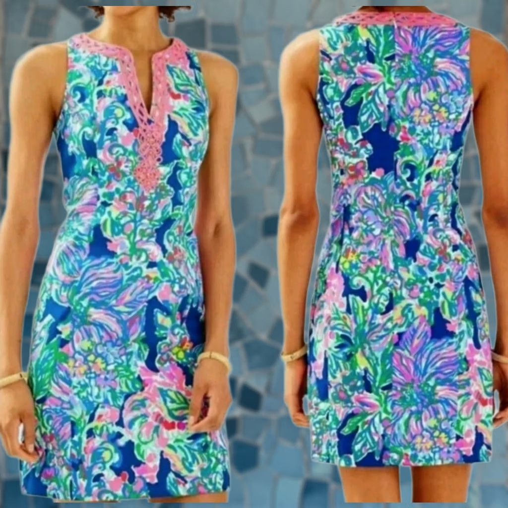 Lilly Pulitzer Lilly Pulitzer Ryder Shift Dress in Seaside Allure Escapade Bead Lace Womens 4 Size S / US 4 / IT 40 - 1 Thumbnail