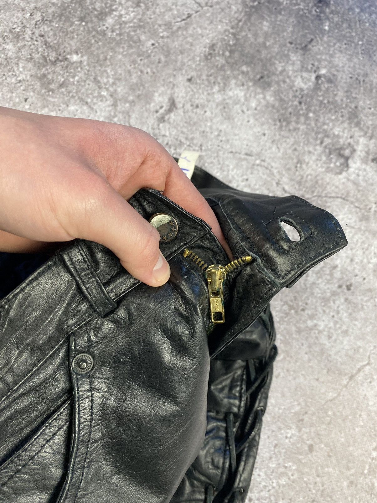 Leather × Vintage Mens Polo Leather Pants Japanese brand stripes motorcycle Size US 30 / EU 46 - 8 Thumbnail