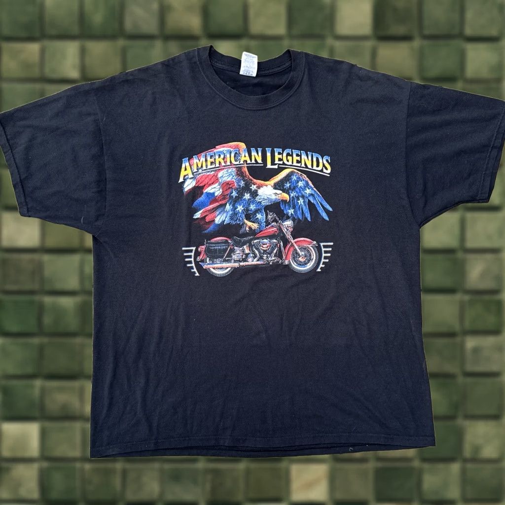 Jerzees VINTAGE Y2K Wolf Eagle Biker T Shirt American Legends Motorcycle 2XL Men Size US XXL / EU 58 / 5 - 1 Thumbnail