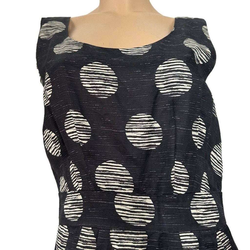 Banana Republic Banana Republic Tan Polka Dot Black Linen Fit Flare Dress 10 Size L / US 10 / IT 46 - 4 Thumbnail