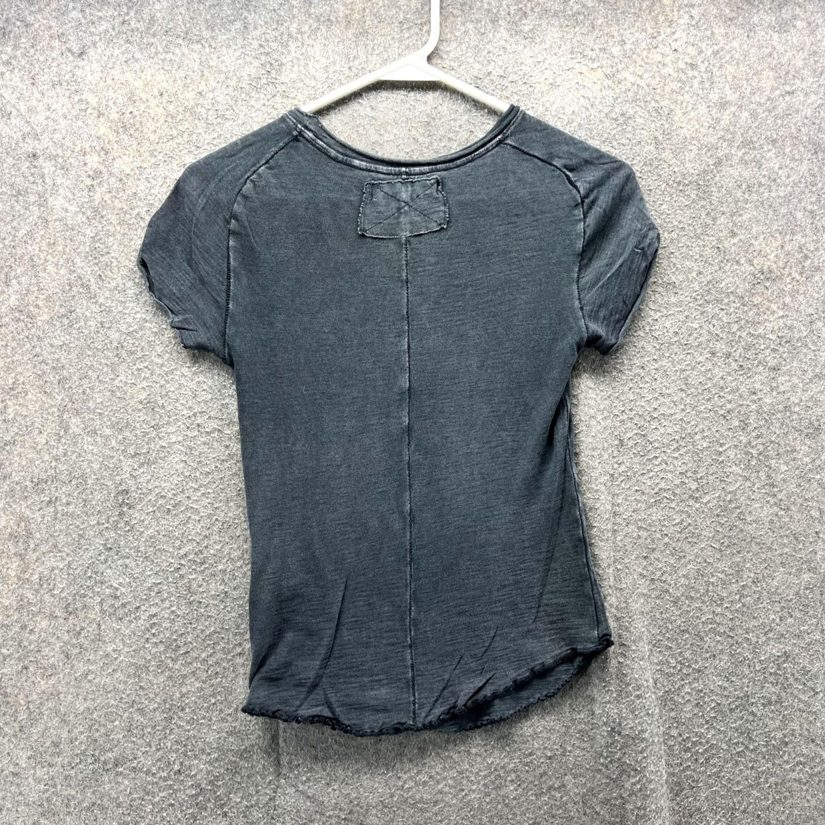 Free People Free People Shirt Womens XS Gray Short Sleeve Crew Neck Ruffle Cotton Tee Top Size XS / US 0-2 / IT 36-38 - 2 Thumbnail