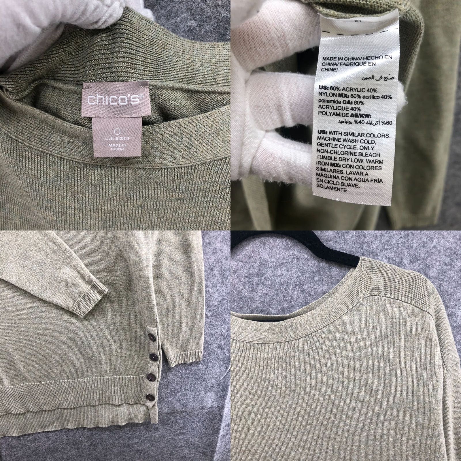Vintage Vintage Chico's Women's Sweater Tunic S Olive Green Long Sleeve Knit Buttons Casual Size S / US 4 / IT 40 - 8 Thumbnail