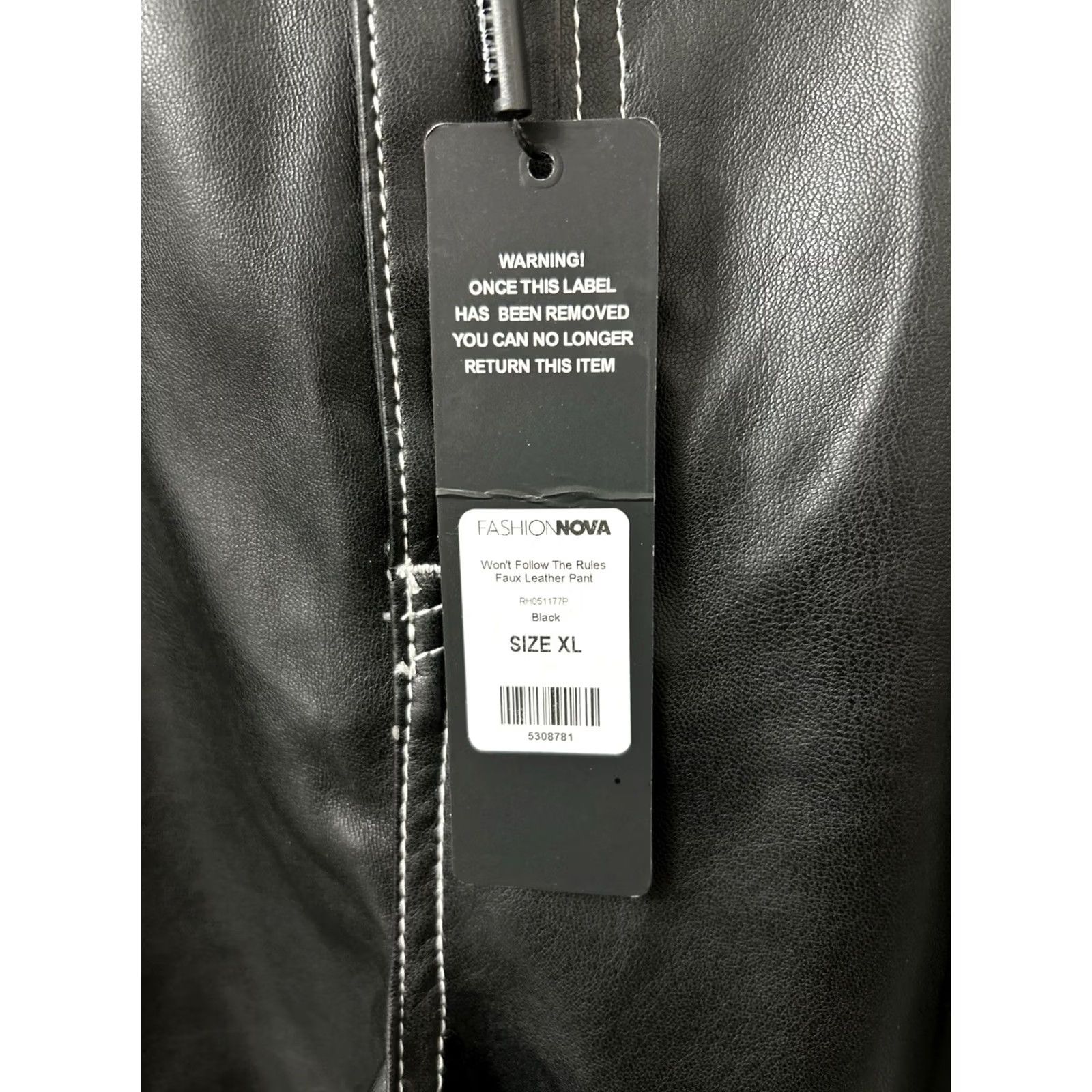 Fashion Nova VINTAGE Fashion Nova Won't Follow The Rules Faux Leather Pants Womens XL Black White NWT Size 40" / US 18 - 5 Thumbnail