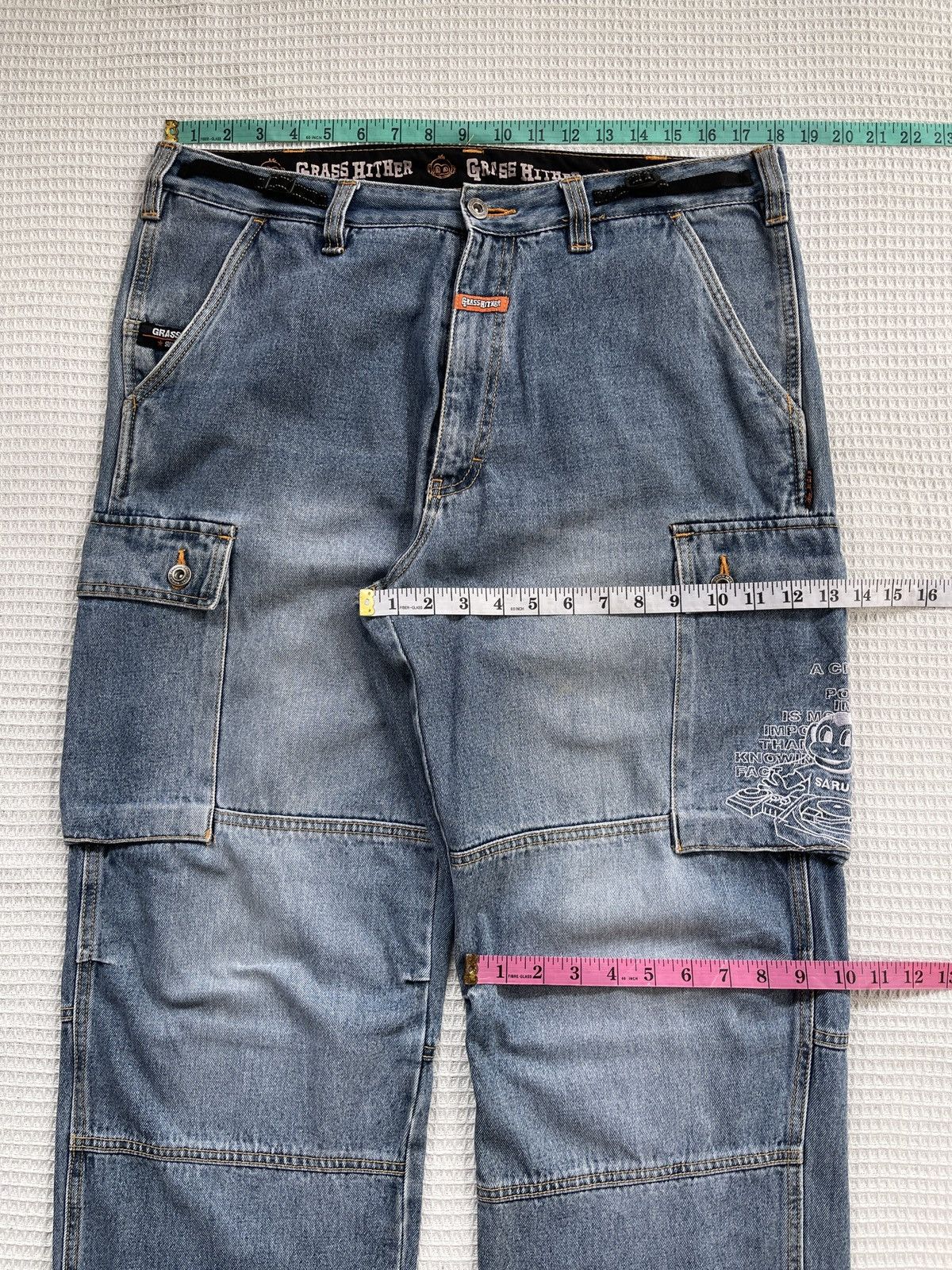 Southpole Last Drop🔥Rare🔥GRASS HITHER Cargo Multipocket Jeans Size US 37 - 17 Thumbnail