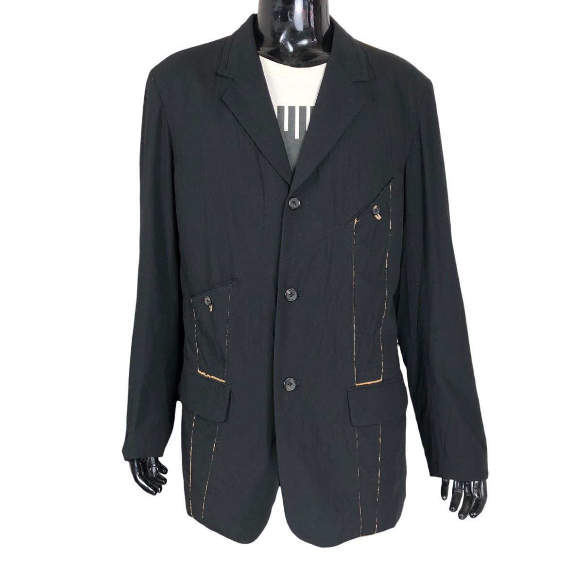 Yohji Yamamoto Vintage Yohji Yamamoto Pour Homme S/S 1999 Wool Light Jacket Size US L / EU 52-54 / 3 - 6 Thumbnail