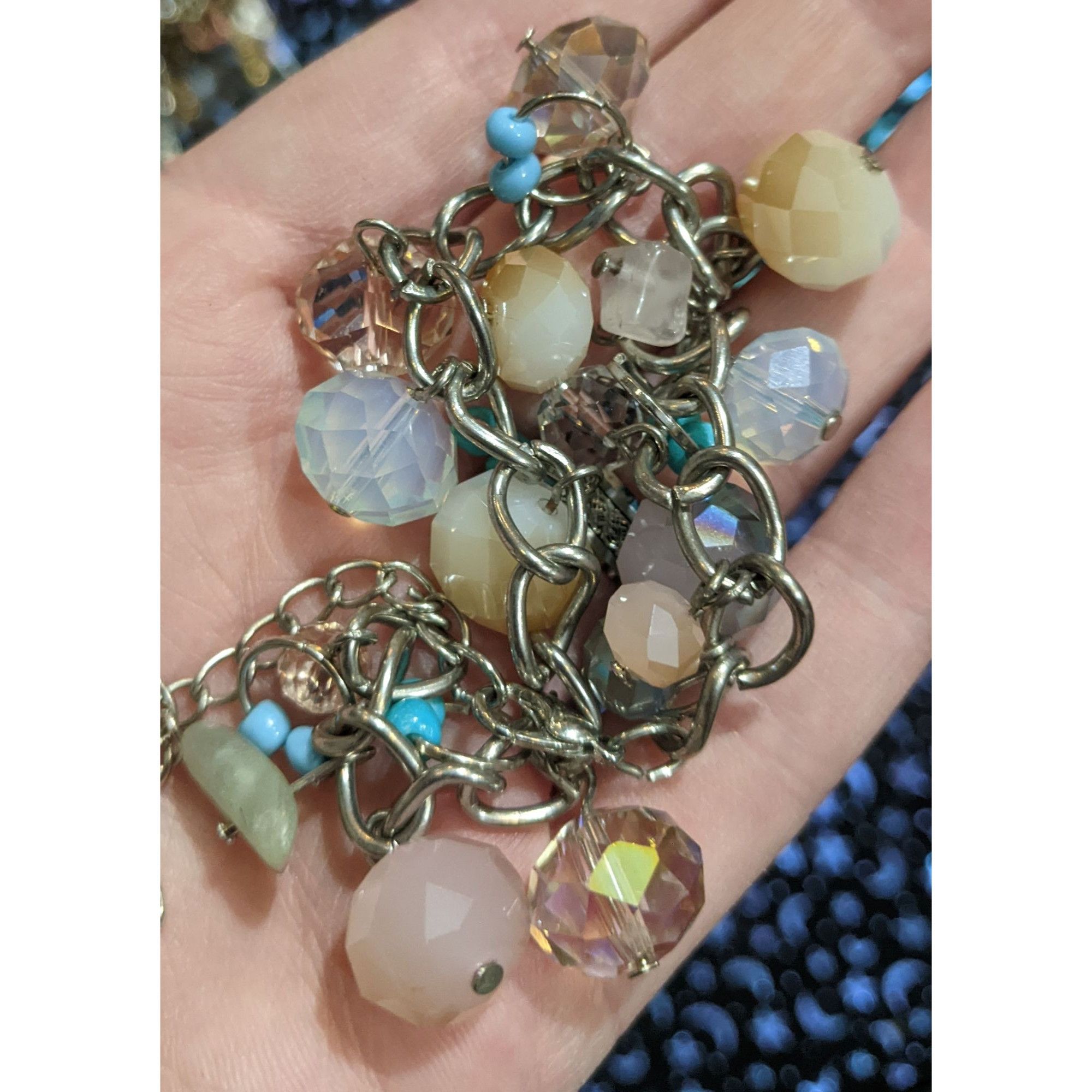 Other Faceted Glass Charm Pastel Chain Bracelet Size ONE SIZE - 2 Thumbnail