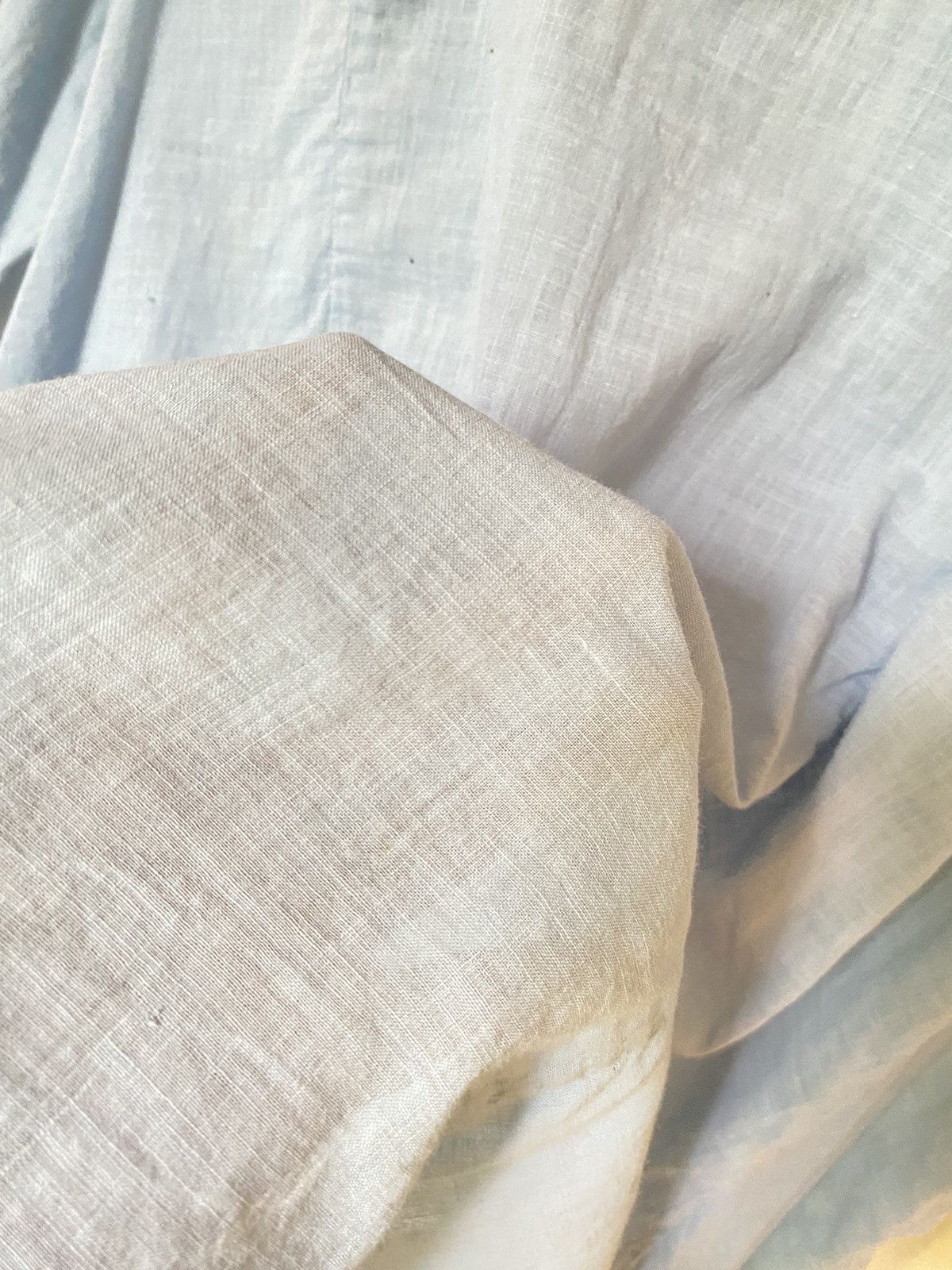 Issey Miyake Plantation Light Blue Pintuck Mandarin Collar Shirt Size ONE SIZE - 20 Thumbnail