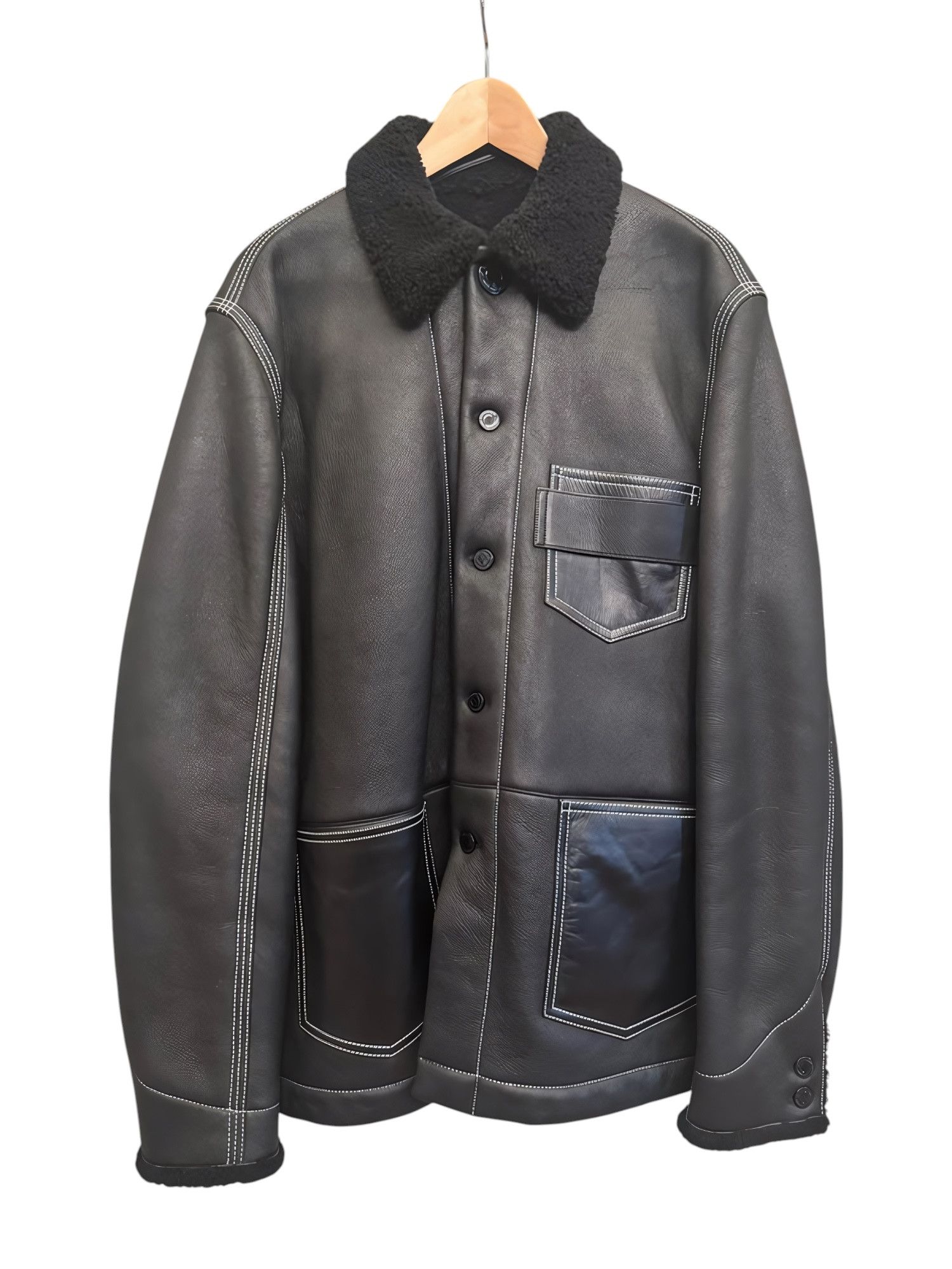 Givenchy F/W 2015 SHEEP FUR SHEARLING LAMBSKIN LEATHER COAT Size US M / EU 48-50 / 2 - 1 Thumbnail
