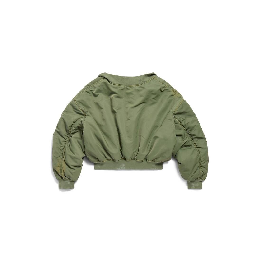 Balenciaga o1s1wg110126 Off Shoulder Bomber Jacket in Green Size US S / EU 44-46 / 1 - 5 Thumbnail