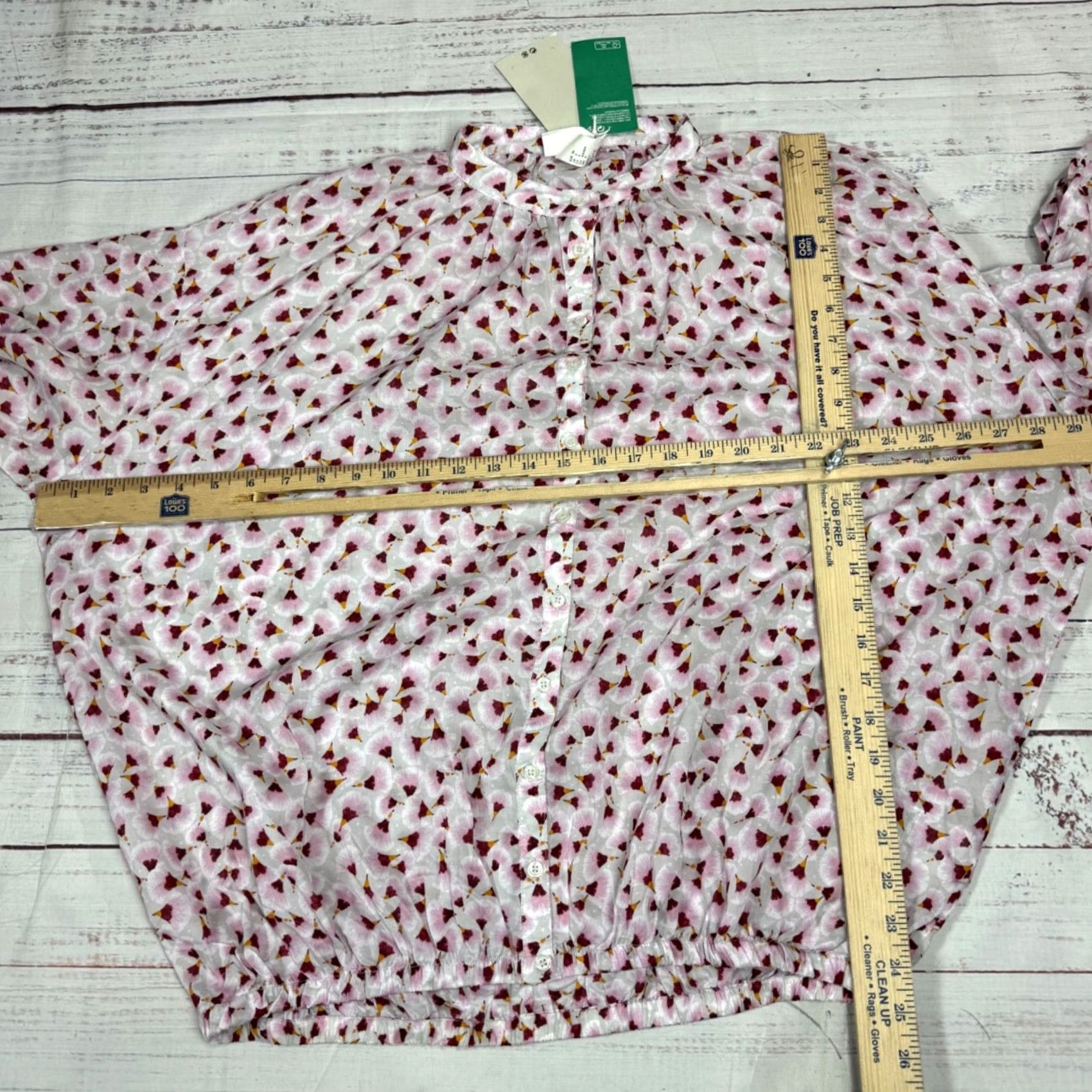 H&M Anna Glover X H&M Blouse Womens Long Sleeve Button Front Sz 6 Gray/Pink Lyocell Size M / US 6-8 / IT 42-44 - 2 Thumbnail