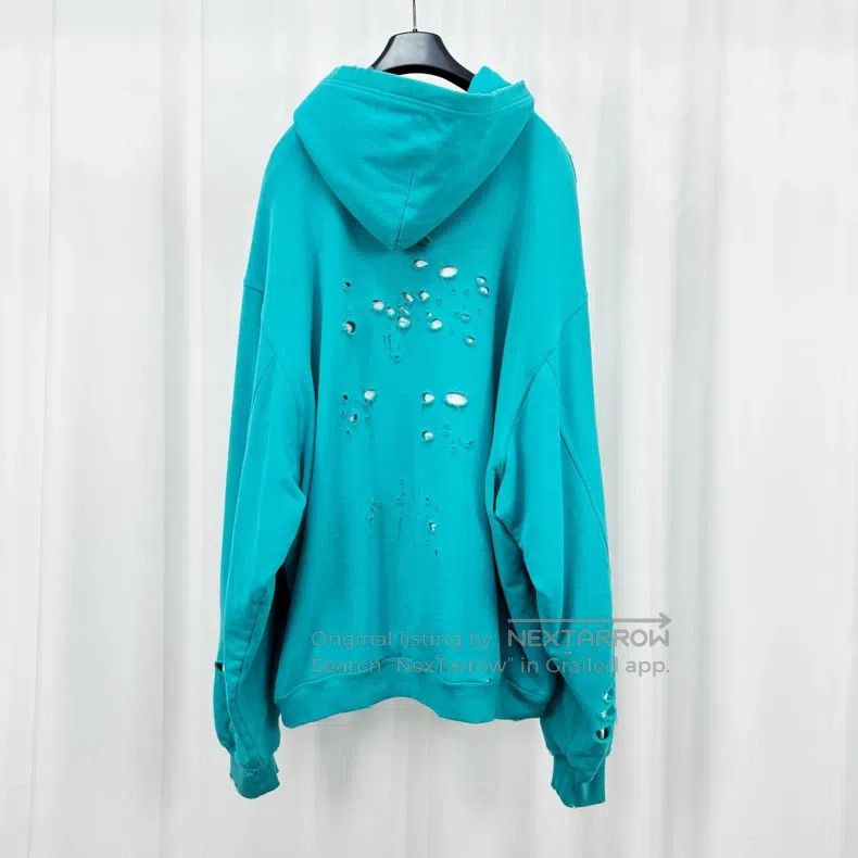 Balenciaga Balenciaga Lake Green Ripped Letter Hoodie Size US XS / EU 42 / 0 - 2 Thumbnail