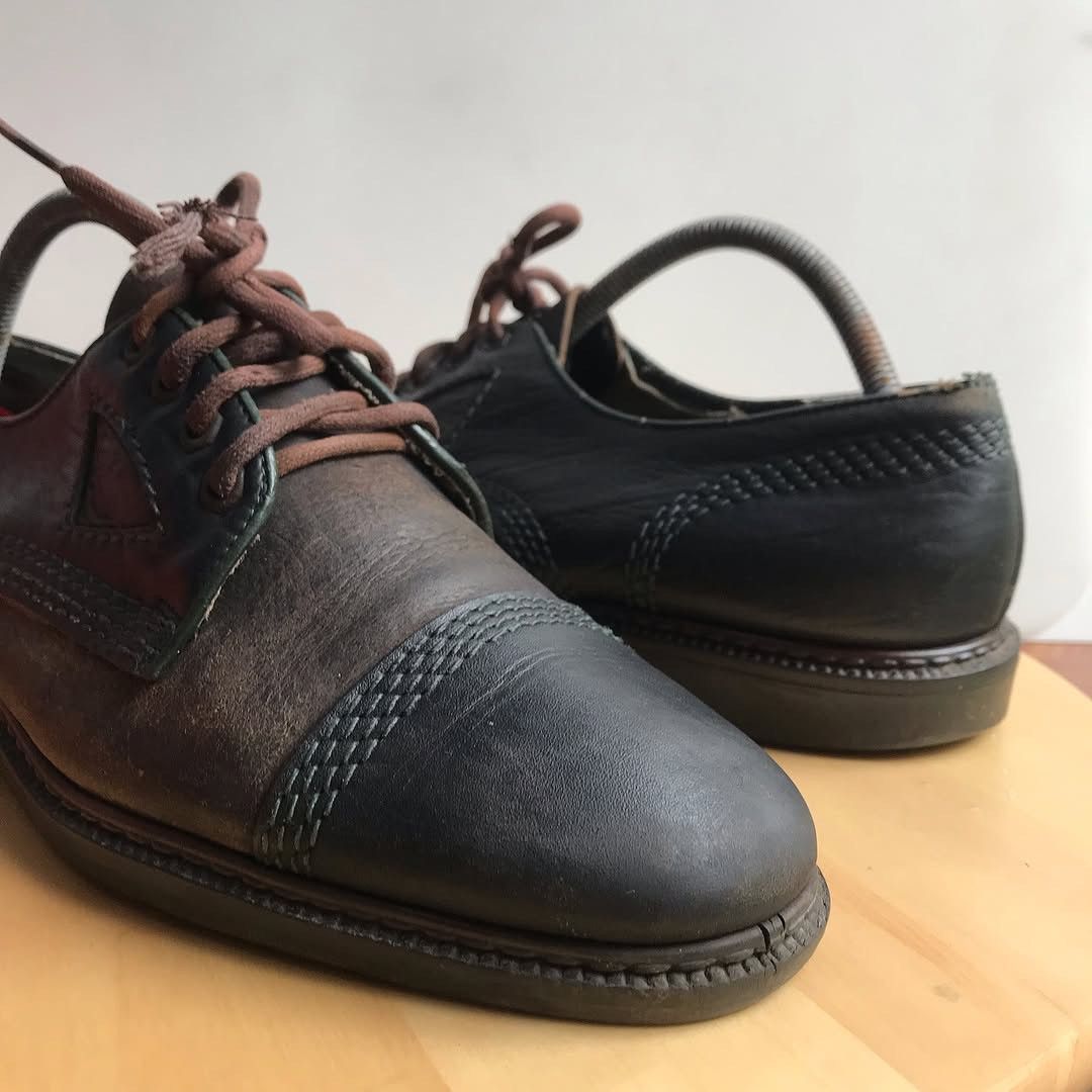 Leather × Vintage Vintage Austria oxford moctoe leather 3 hole low shoes blac Size US 8 / EU 41 - 10 Thumbnail