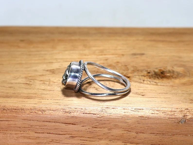 Handmade Handmade Pyrite Sterling Silver Ring: Designer Promise Ring Size ONE SIZE - 7 Thumbnail
