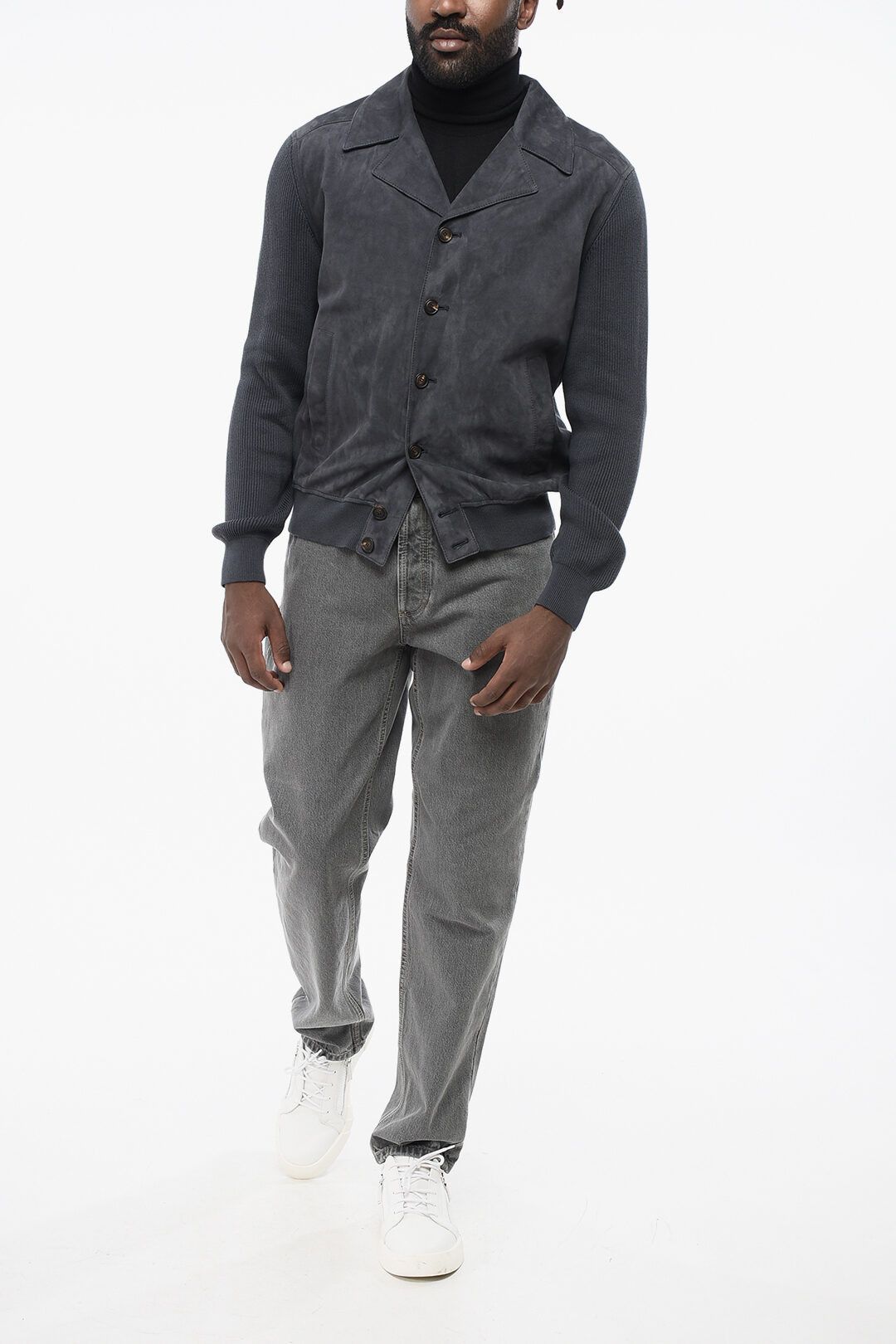 Brunello Cucinelli og1mm0725 Suede Jacket in Dark Grey Size US XL / EU 56 / 4 - 4 Thumbnail