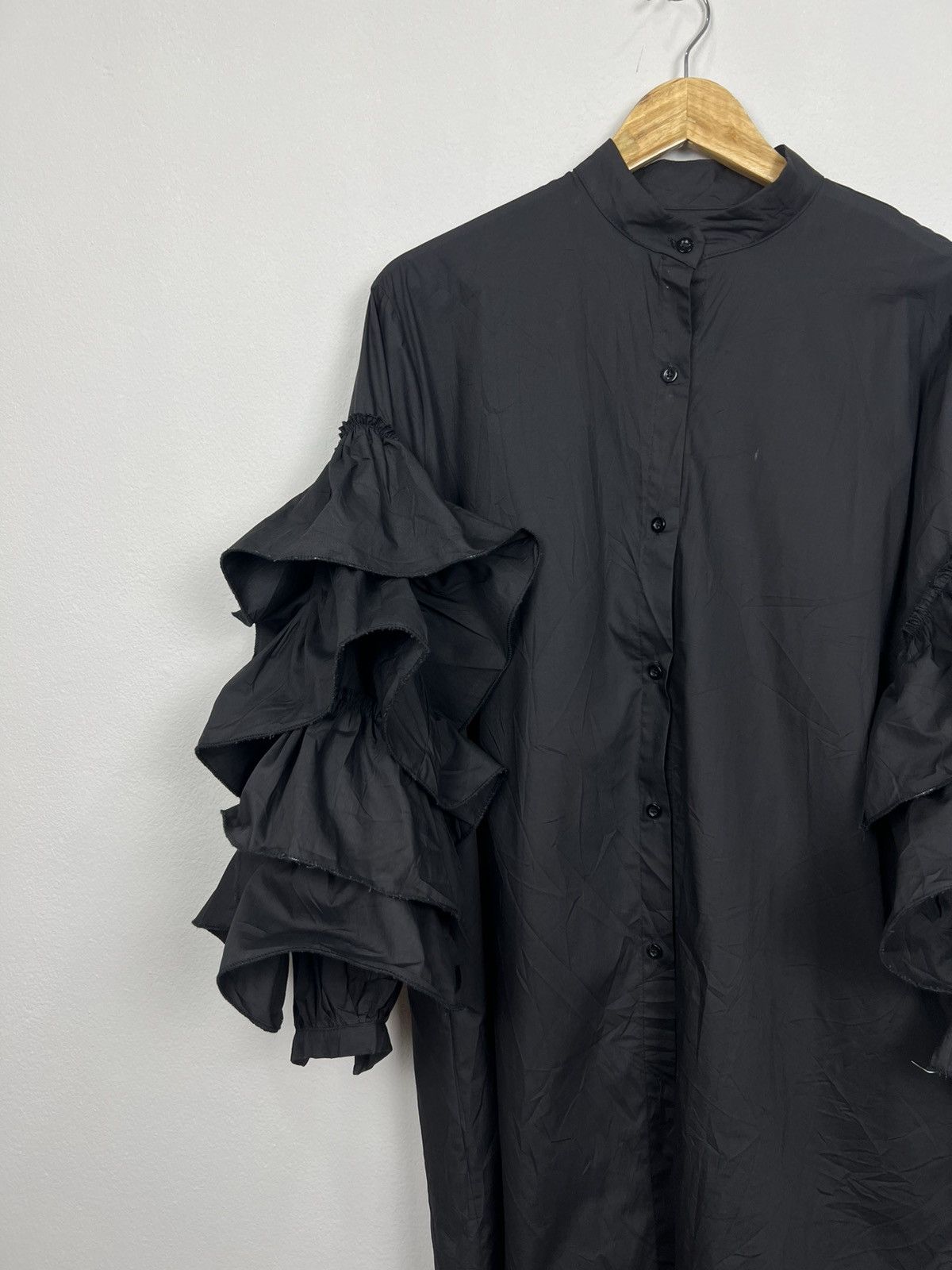 Japanese Brand Japan Architectural Tiered Ruffle Sleeve Shirt Dress Size ONE SIZE - 2 Thumbnail
