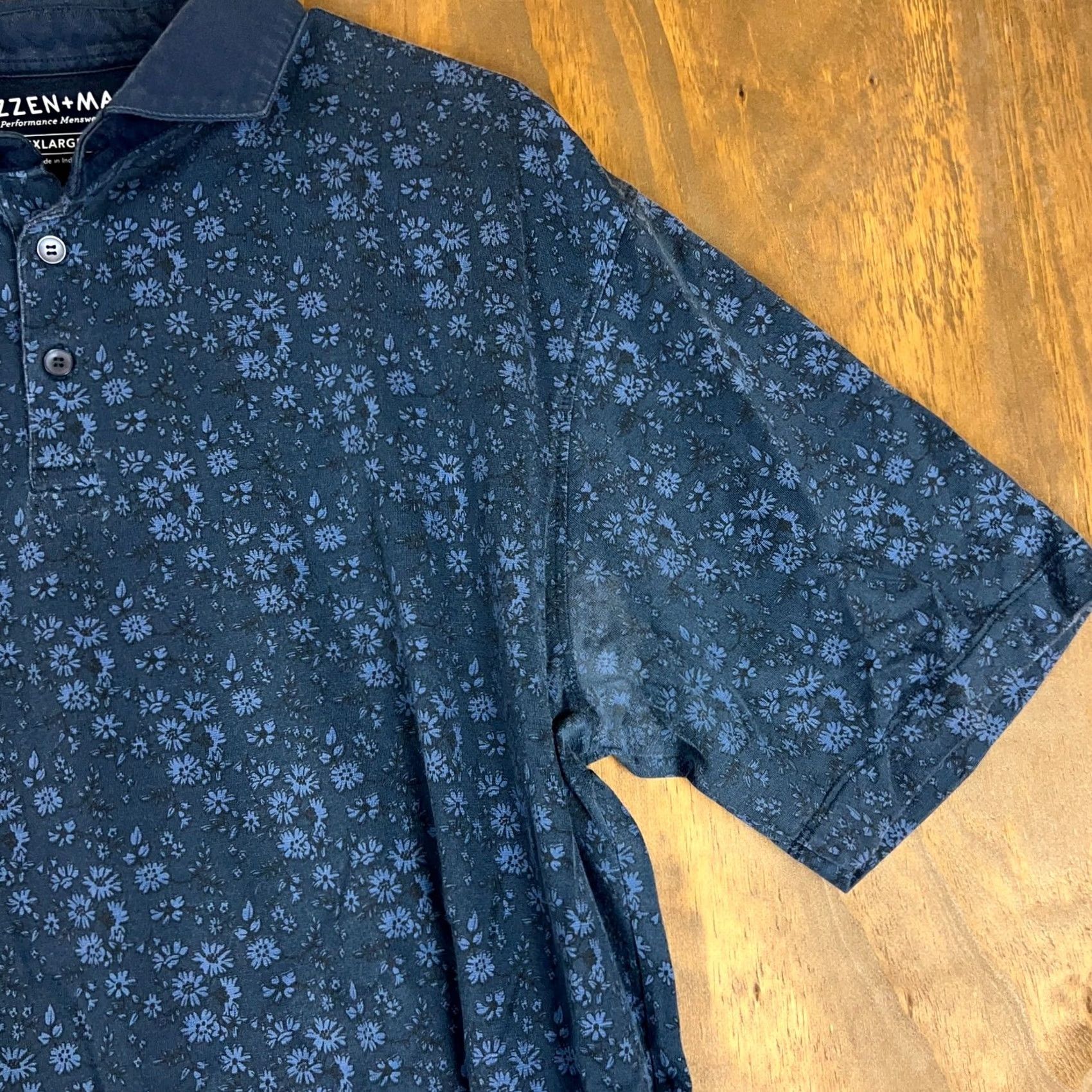 Mizzen+Main Mizzen + Main Mens Shirt Blue Floral Performance Polo XXL Shirt Short Sleeve Button-Down 2XL Athletic Golf Casual All Seasons Menswear Size US XXL / EU 58 / 5 - 5 Thumbnail