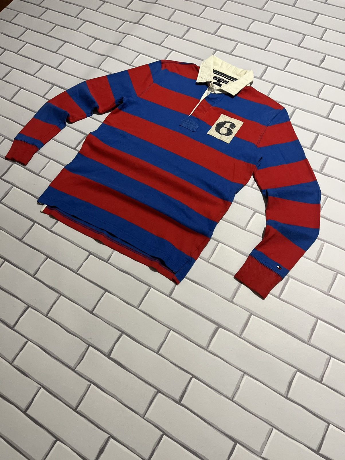 Tommy Hilfiger Tommy Hilfiger Vintage Rugby Polo Red Blue L Size US L / EU 52-54 / 3 - 2 Thumbnail