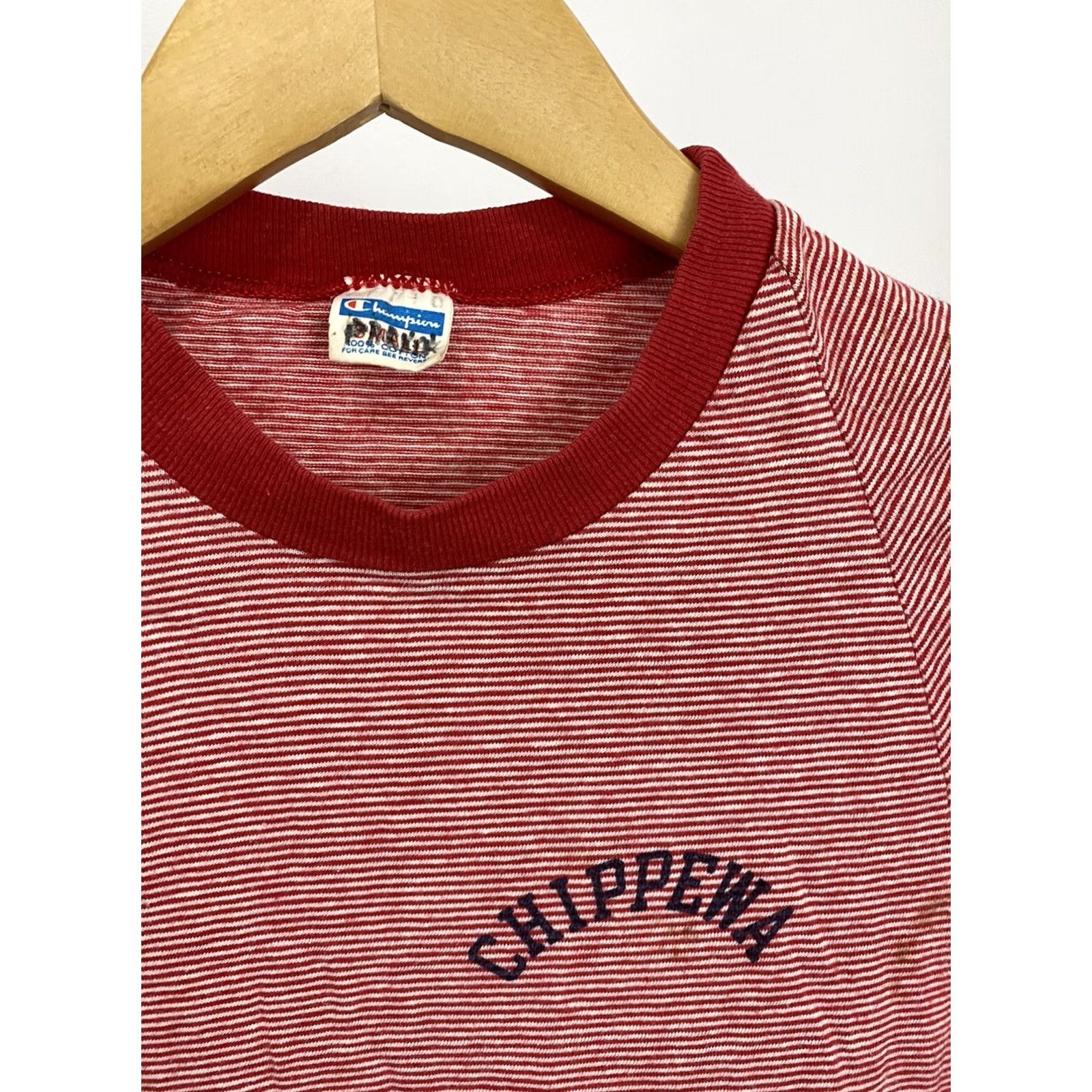 Champion VINTAGE 70s Champion Striped T-Shirt Size S Red USA Mens Size US S / EU 44-46 / 1 - 3 Thumbnail