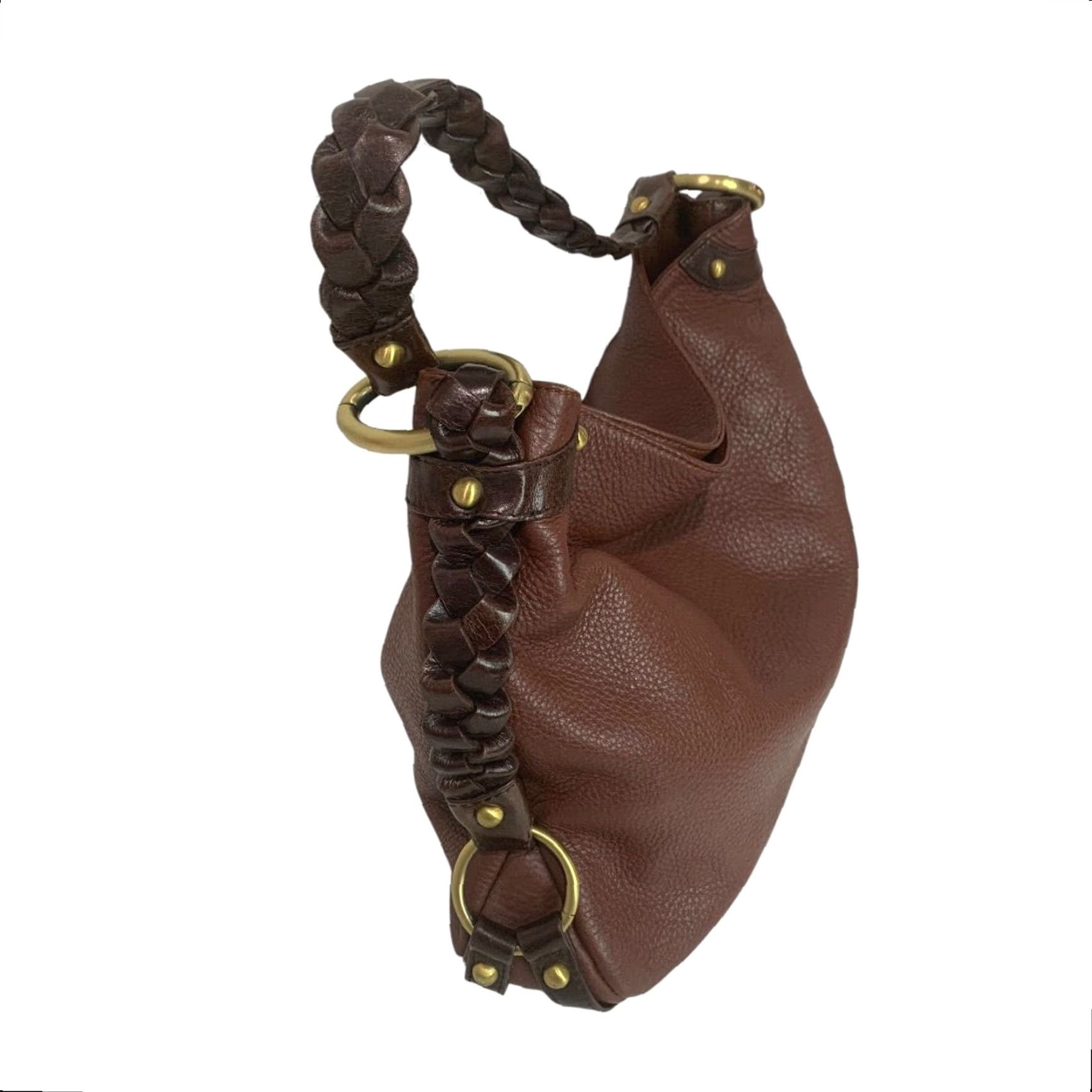 Vintage Borsetta Milano Brown Pebbled Leather Braided Strap Handbag Women Leather Bag 14" x 11" x 3.5" 6" Strap Drop Size ONE SIZE - 2 Thumbnail