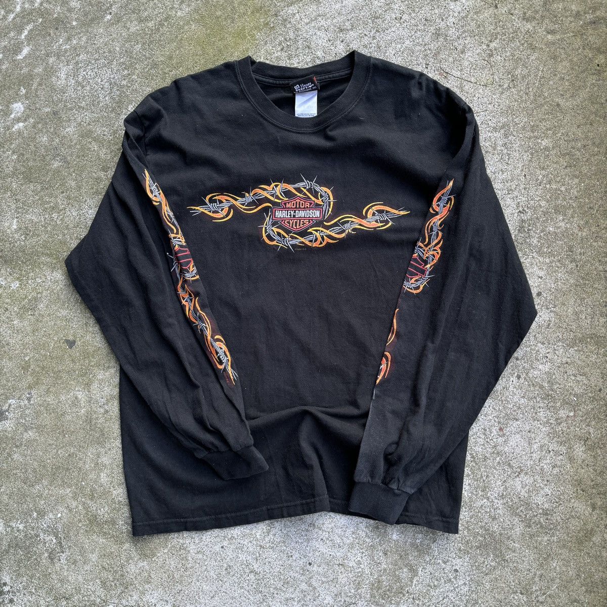 Harley Davidson Harley Faded Wire Flame Longsleeve Shirt ERD Grunge WCC Size US L / EU 52-54 / 3 - 5 Thumbnail