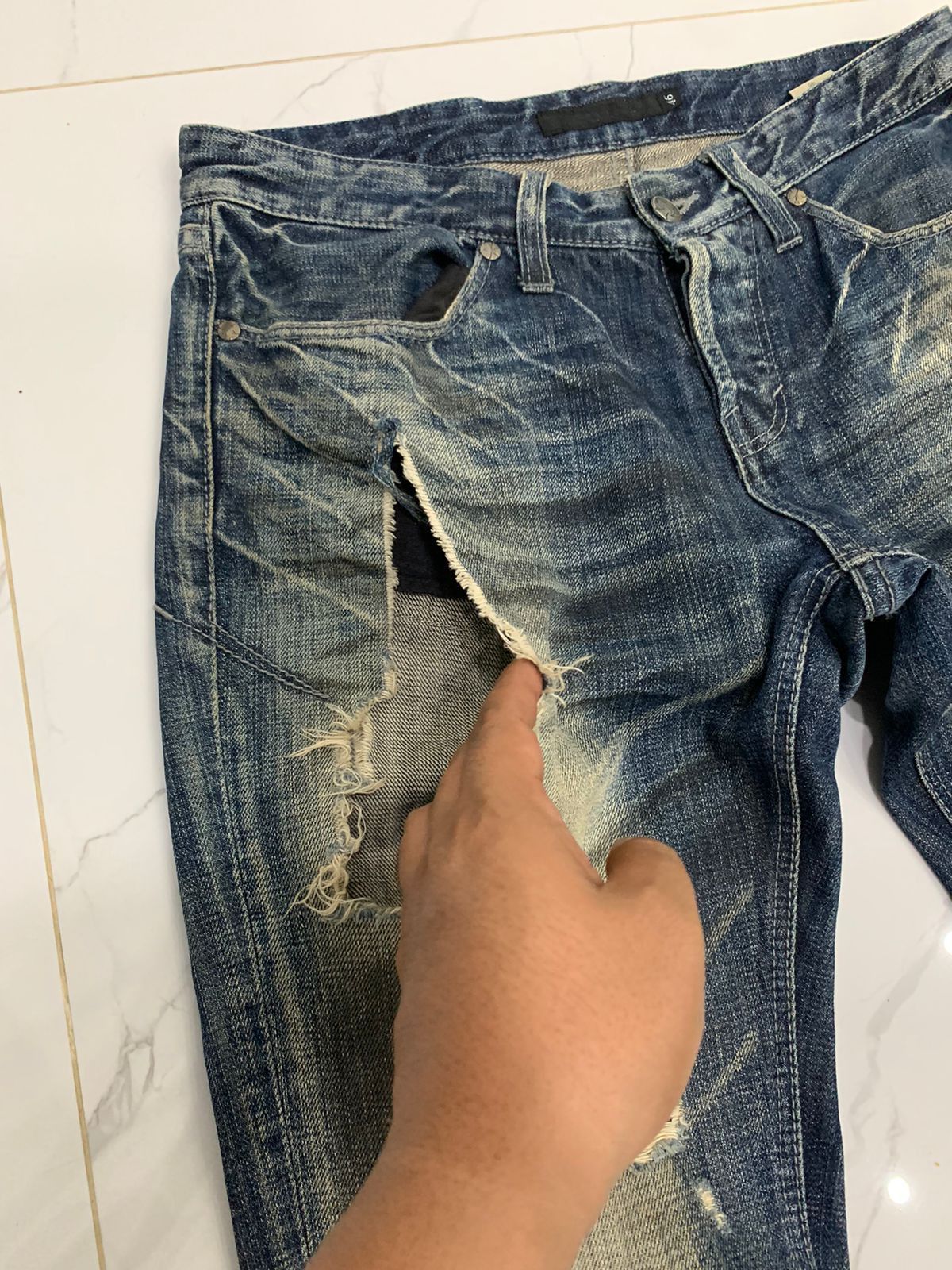 Japanese Brand × Vintage Fuga disstressed button fly flared jeans Size US 32 / EU 48 - 8 Thumbnail
