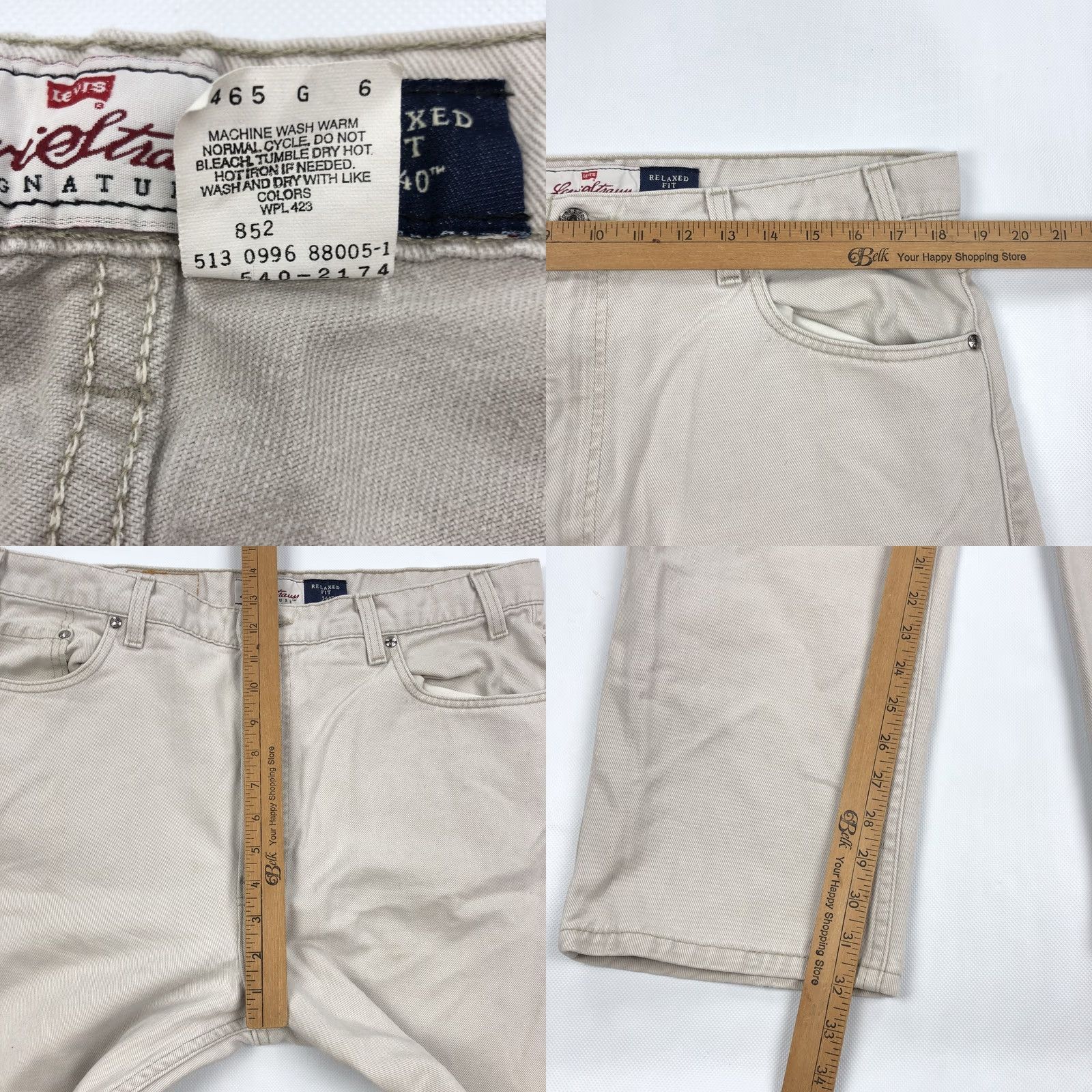 Levi's Levi's 540 Relaxed Fit Men's Jeans 38x32 Beige Tan Khaki Vintage 90s Levi's Signature 5-Pocket Denim Straight Jeans Mens Size US 38 / EU 54 - 8 Thumbnail