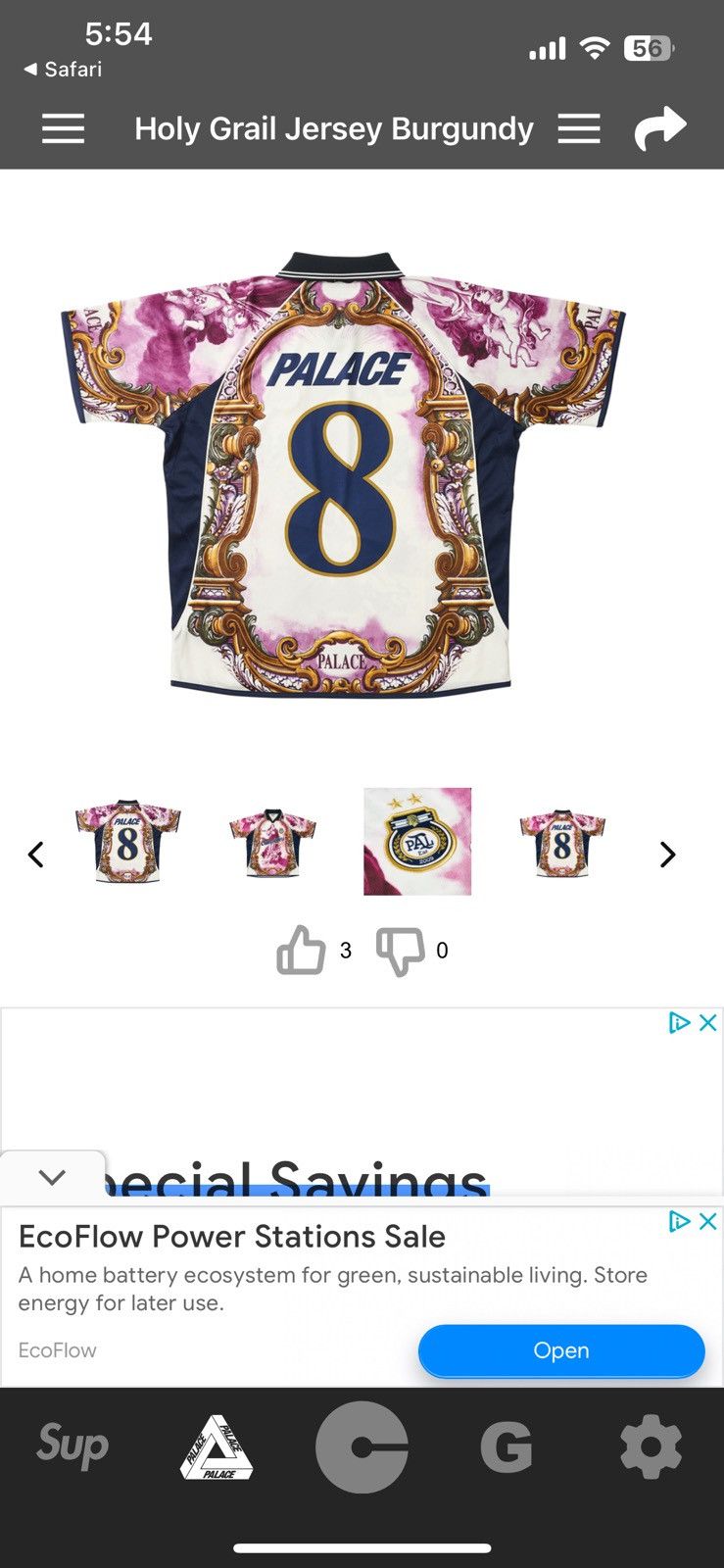 Palace PALACE SKATEBOARD HOLY GRAIL JERSEY Burgundy Soccer 