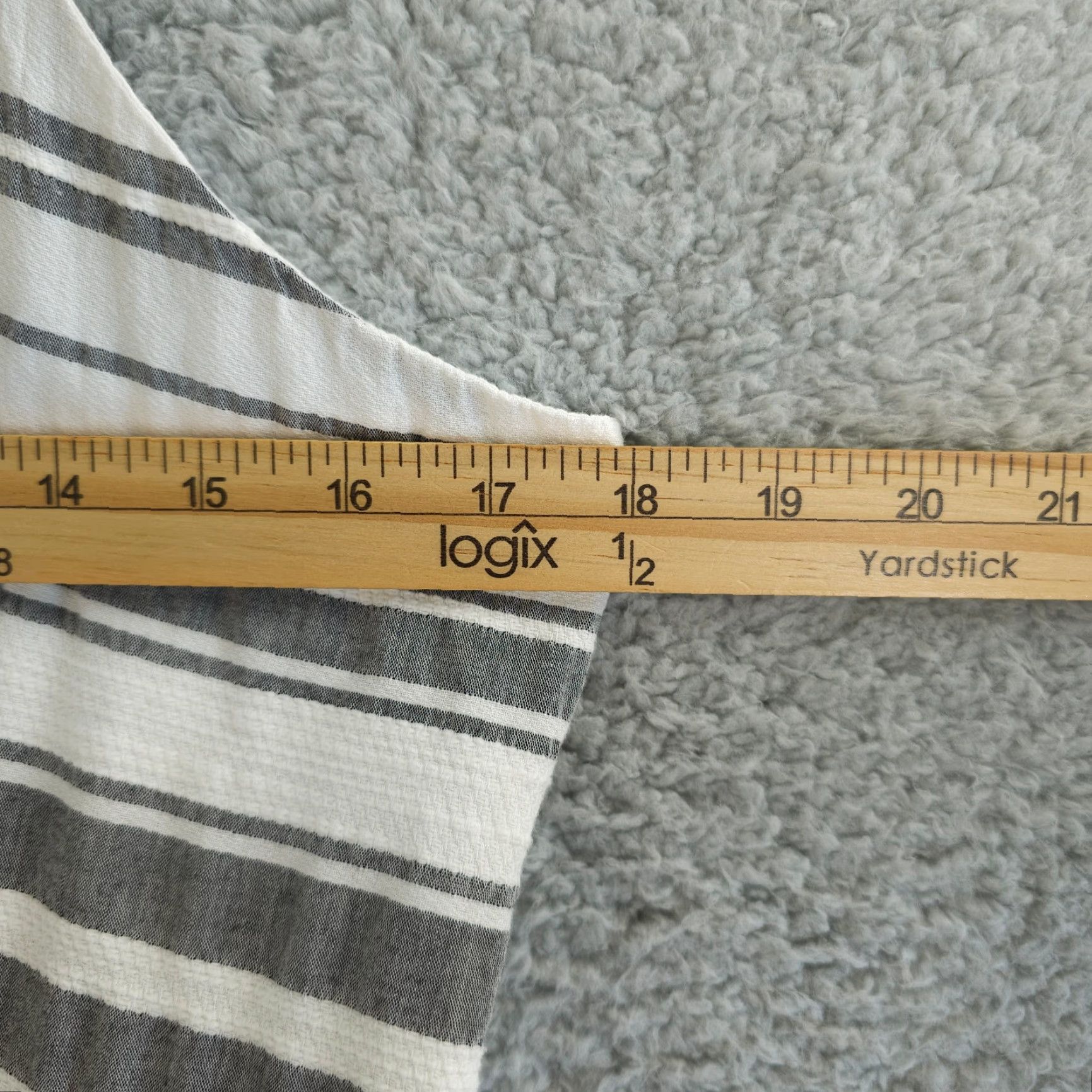 Loft VINTAGE LOFT Dress Womens L Gray White Striped Fit Flare Knee Casual Pockets Size L / US 10 / IT 46 - 5 Thumbnail