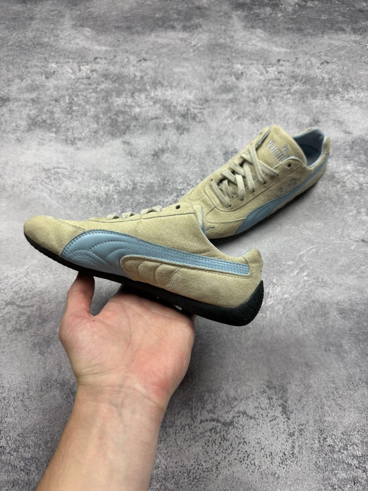 Puma Vintage Y2K Puma Speedcat Low Top Suede Beige/Blue Sneakers Size US 7 / IT 37 - 6 Thumbnail