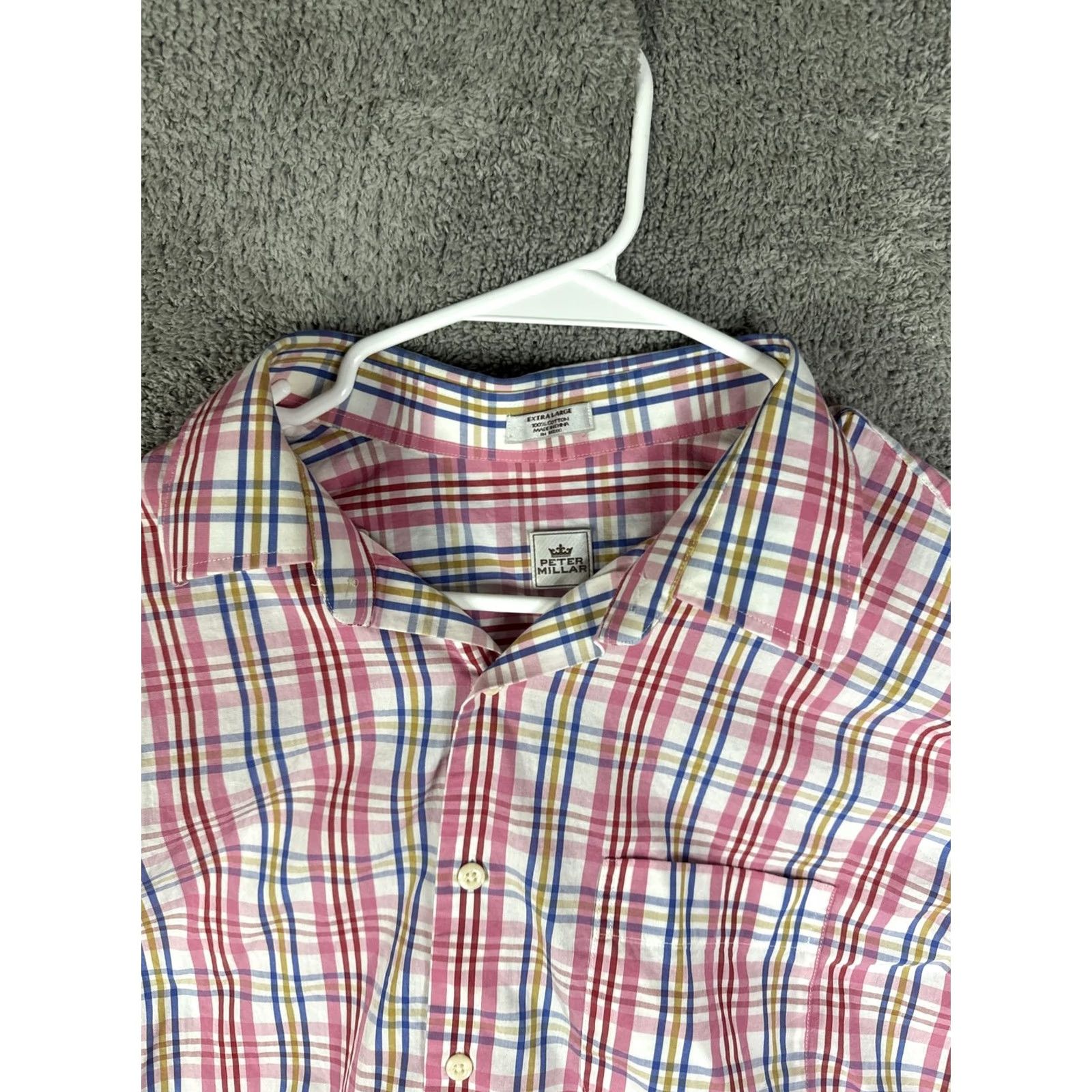 Peter Millar Peter Millar Shirt Mens XL Pink Blue Plaid Button Front Long Sleeve Cotton Size US XL / EU 56 / 4 - 6 Thumbnail