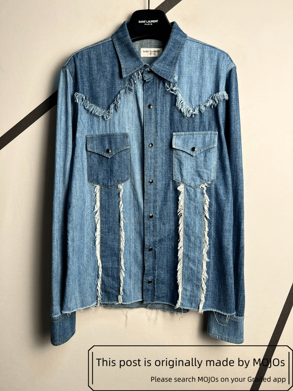 Saint Laurent Paris Saint Laurent Paris 19SS Denim Patch Distressed Shirt Jacket Size US L / EU 52-54 / 3 - 1 Thumbnail