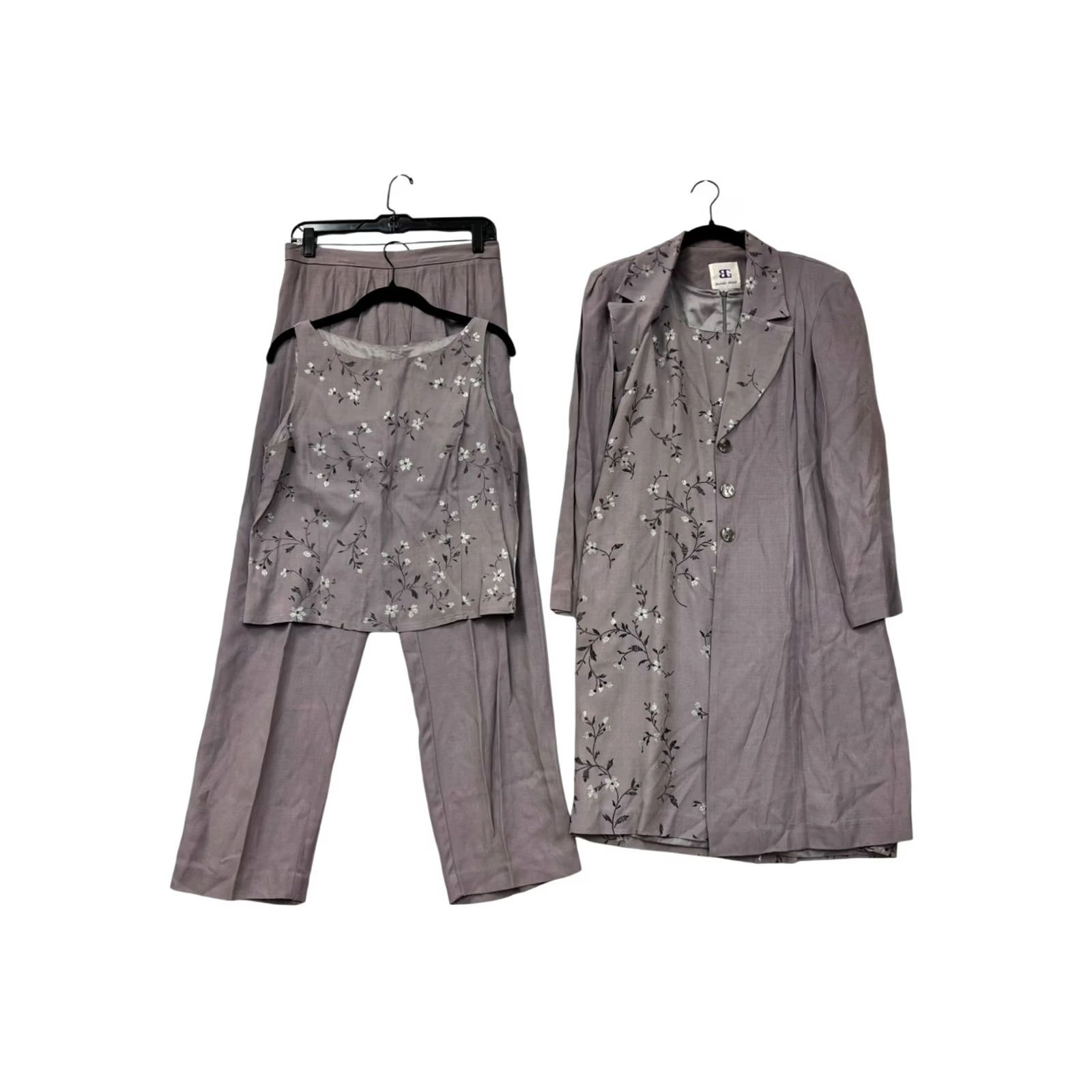 Vintage VINTAGE Bahrain Group Outfit 4Pc Women 12 Lavender Floral Embroidery Dress Pants Top Coat Women’s Mens Size US 12 / IT 42 - 2 Thumbnail